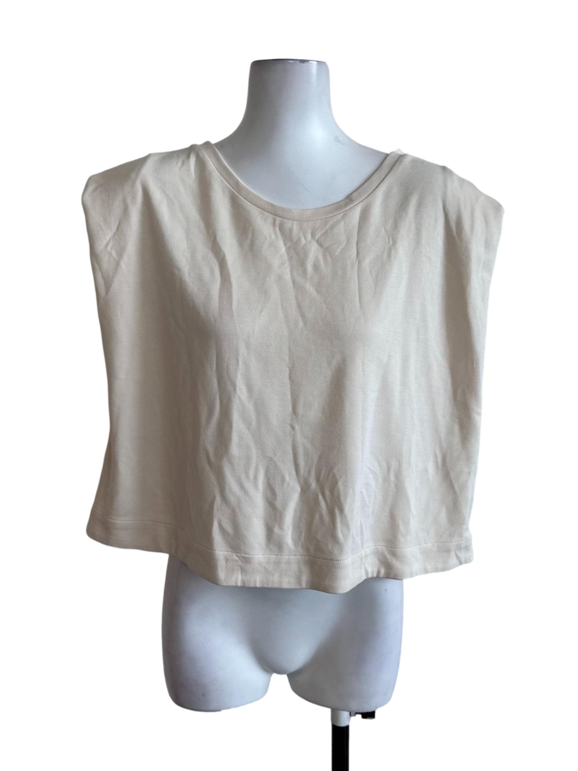 Cream Beige Round Neck Casual Top