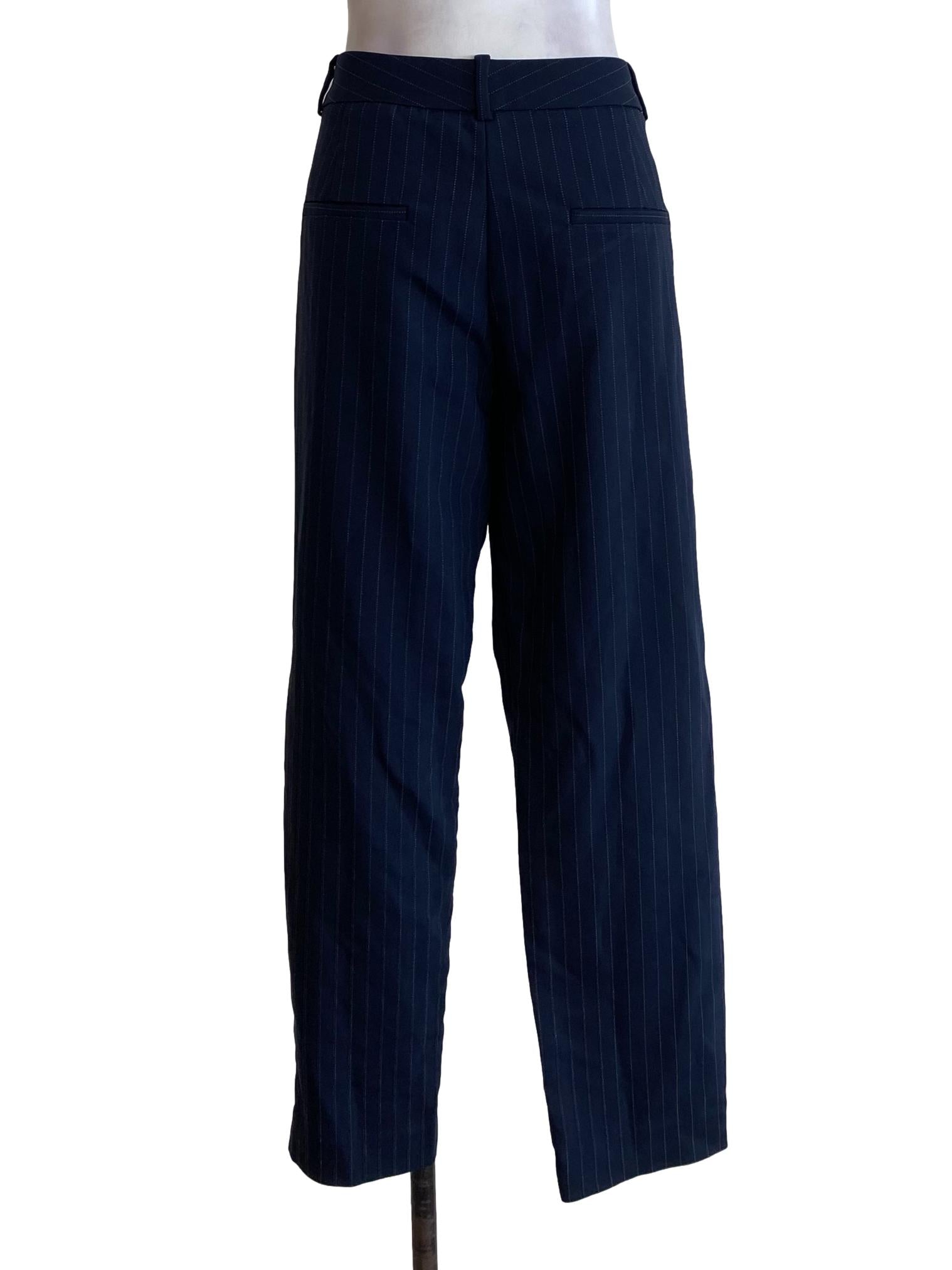 Navy Blue Striped Pants