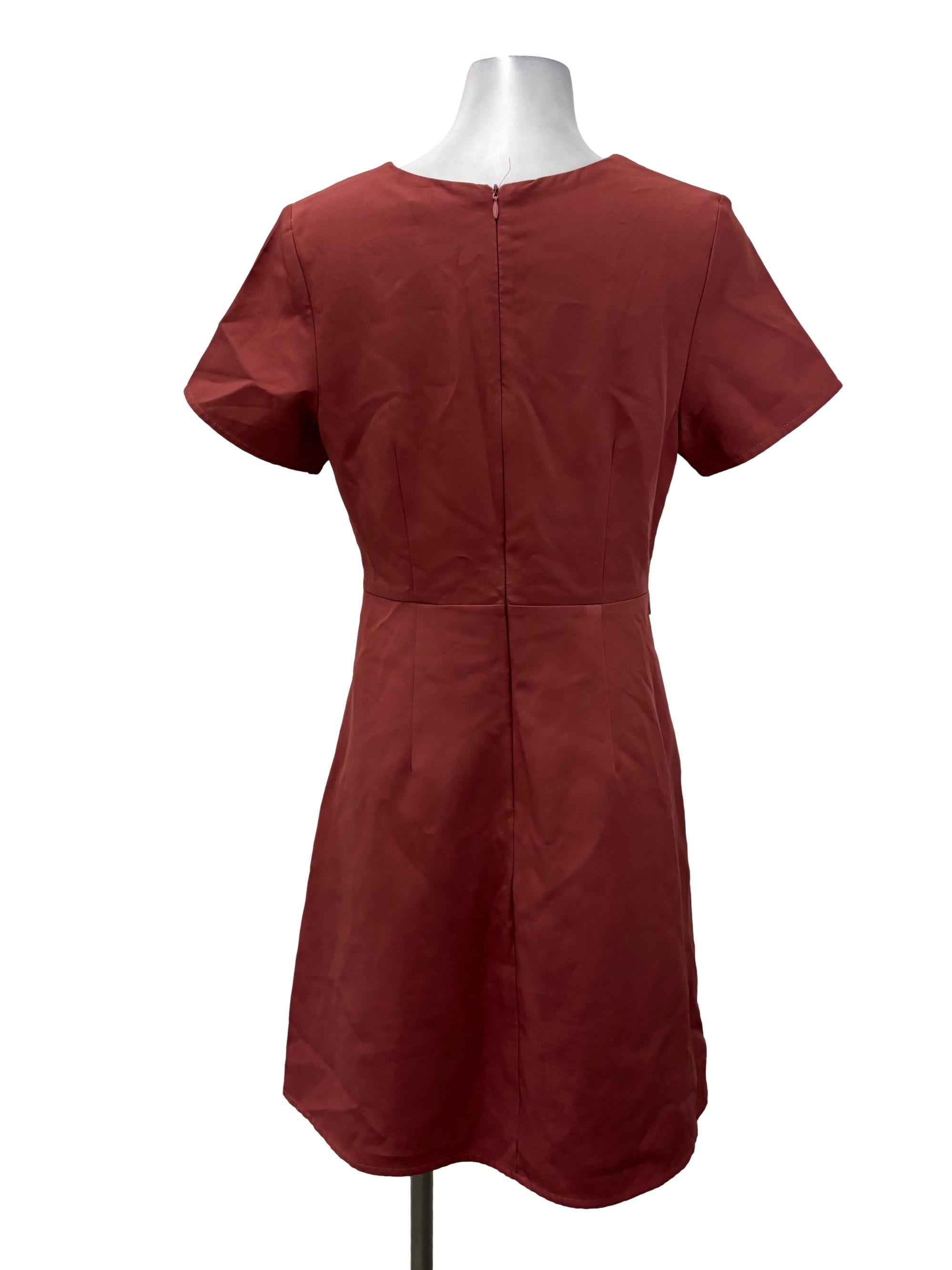 Rose Pink V-Neck Belted Mini Dress