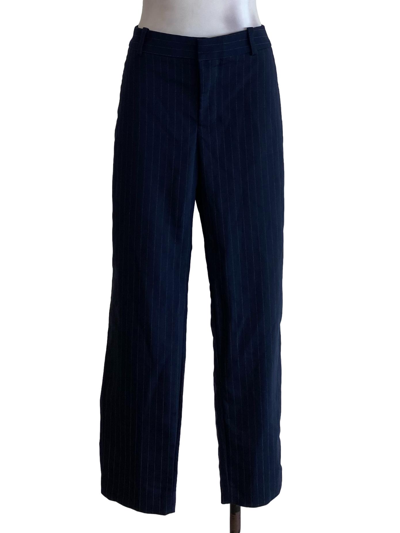 Navy Blue Striped Pants