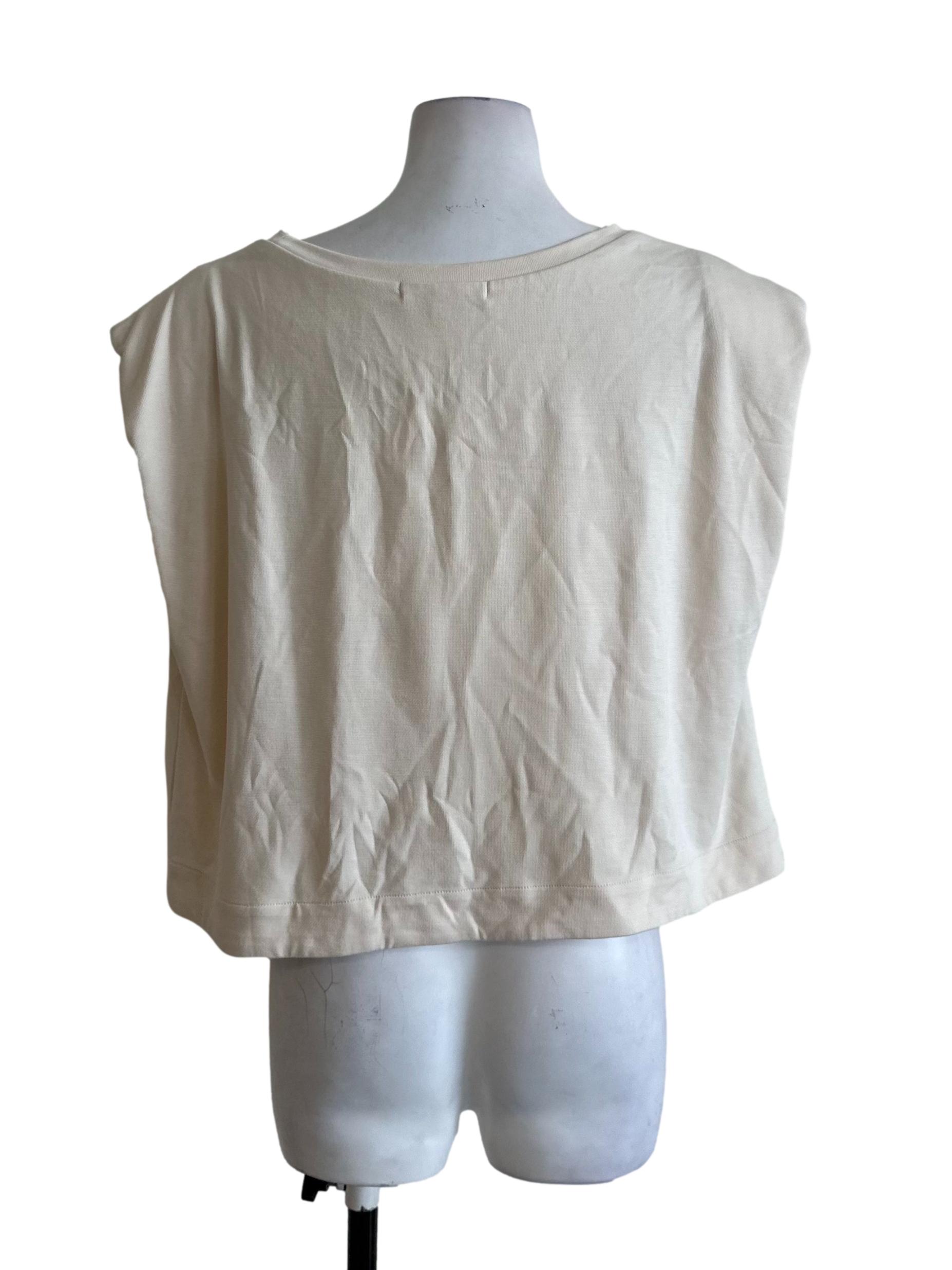 Cream Beige Round Neck Casual Top