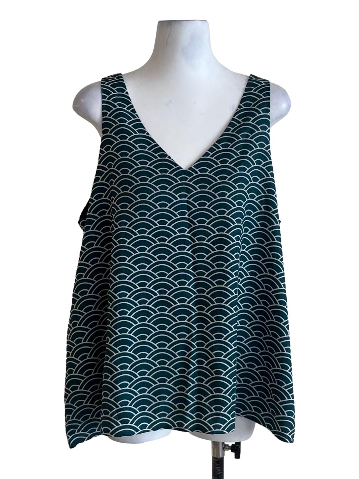 Ocean Blue Abstract Sleeveless Top