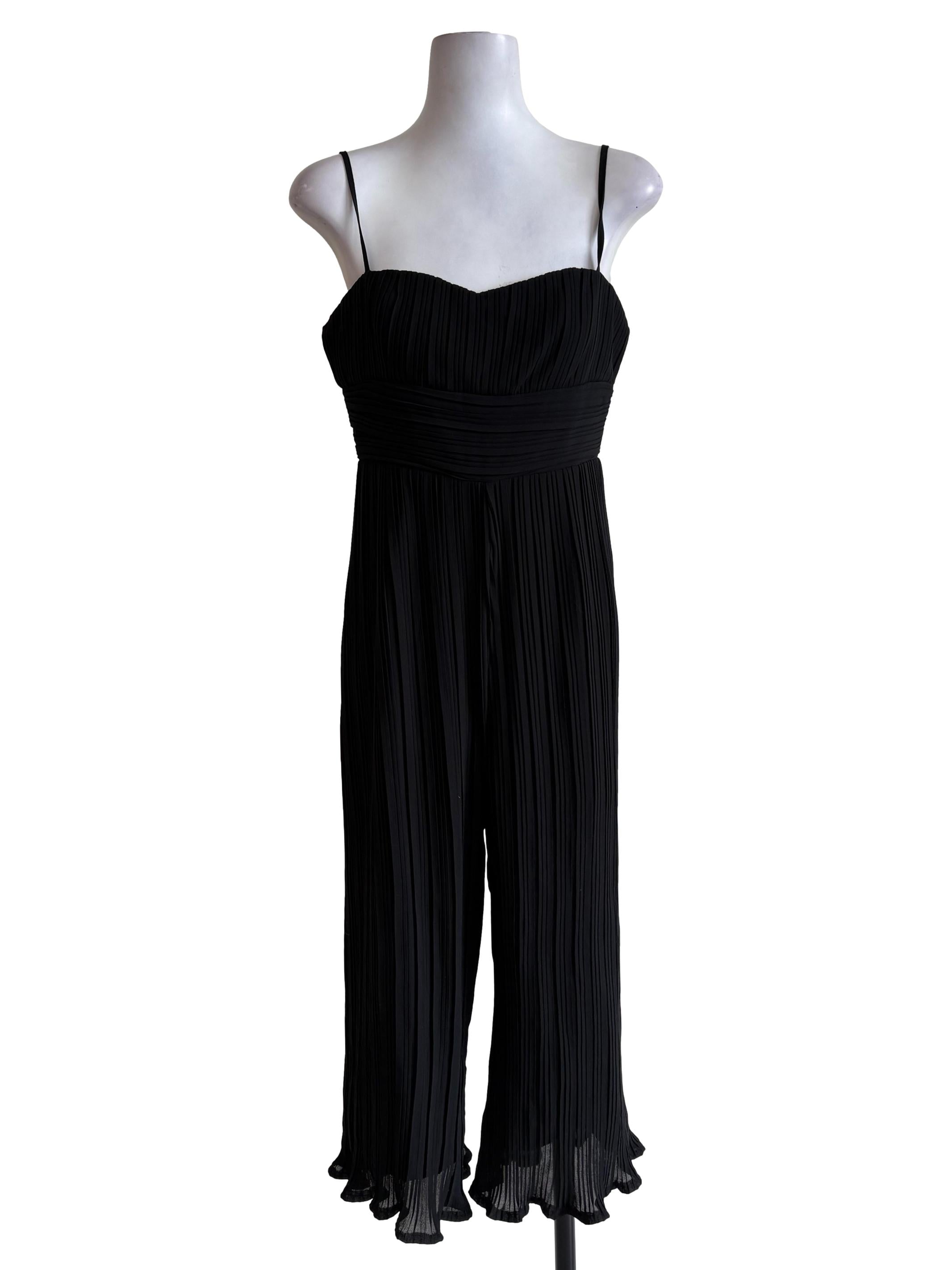 Black Pleated Slip Jumpsuit
