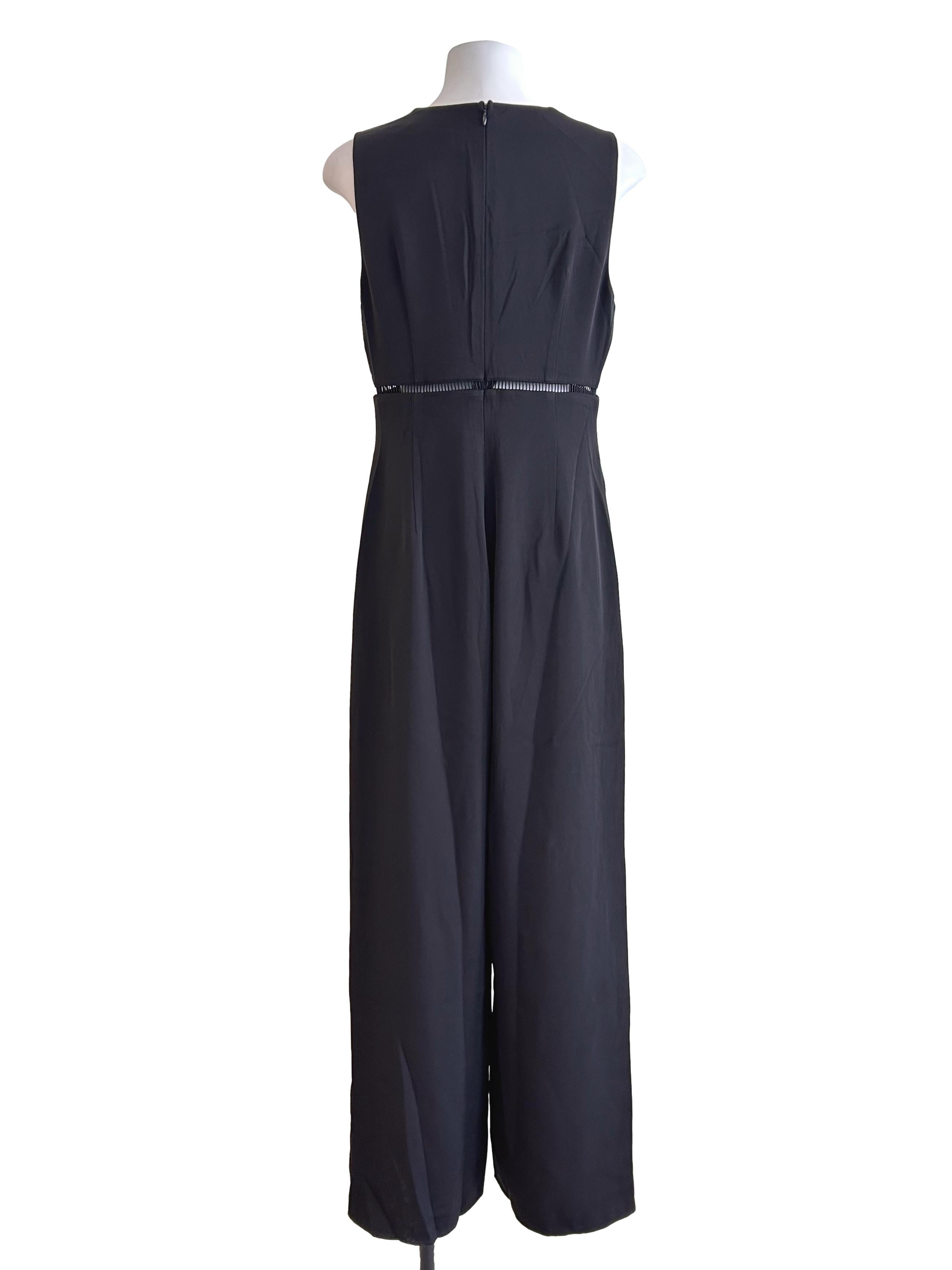 Black Sleeveless V Neck Jumpsuit LB