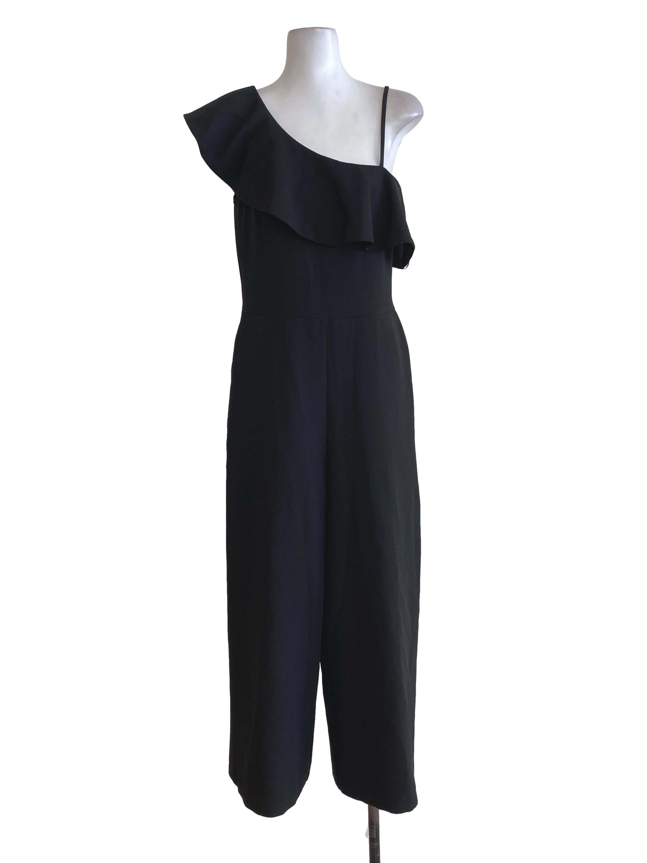 Black One Shouder Ruffle Jumpsuits