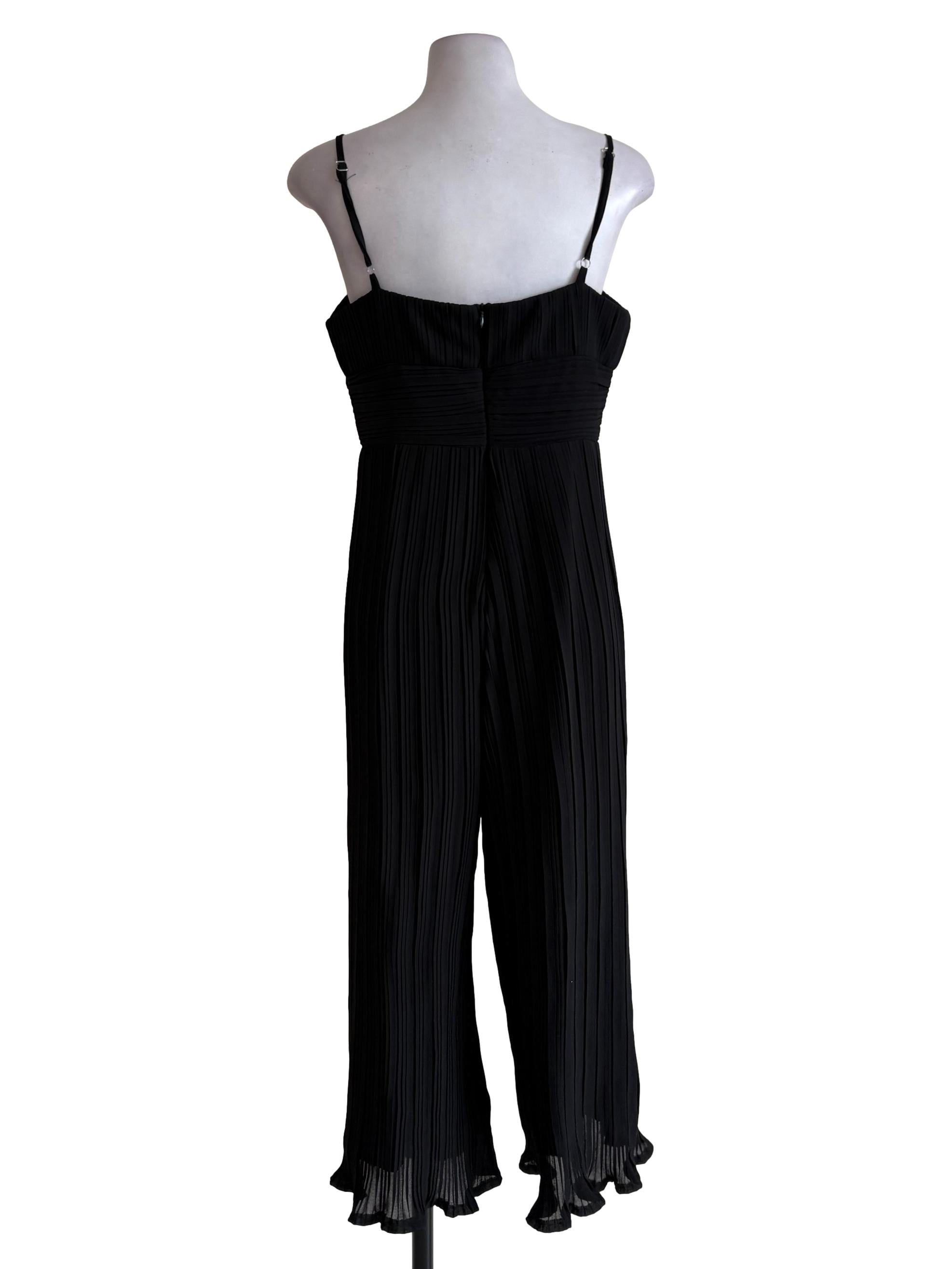 Black Pleated Slip Jumpsuit