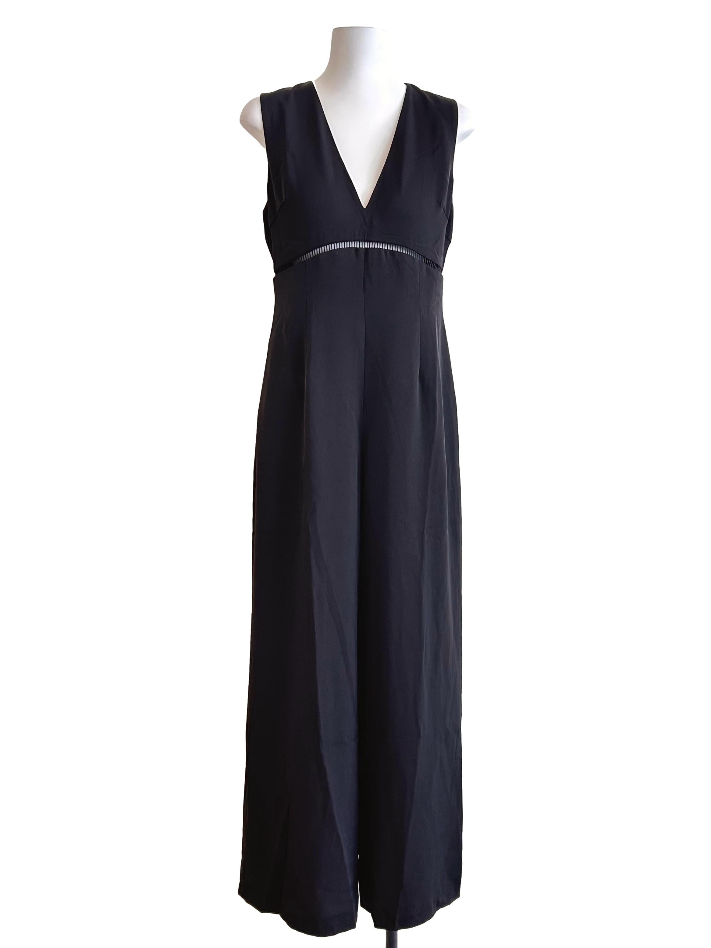 Black Sleeveless V Neck Jumpsuit LB