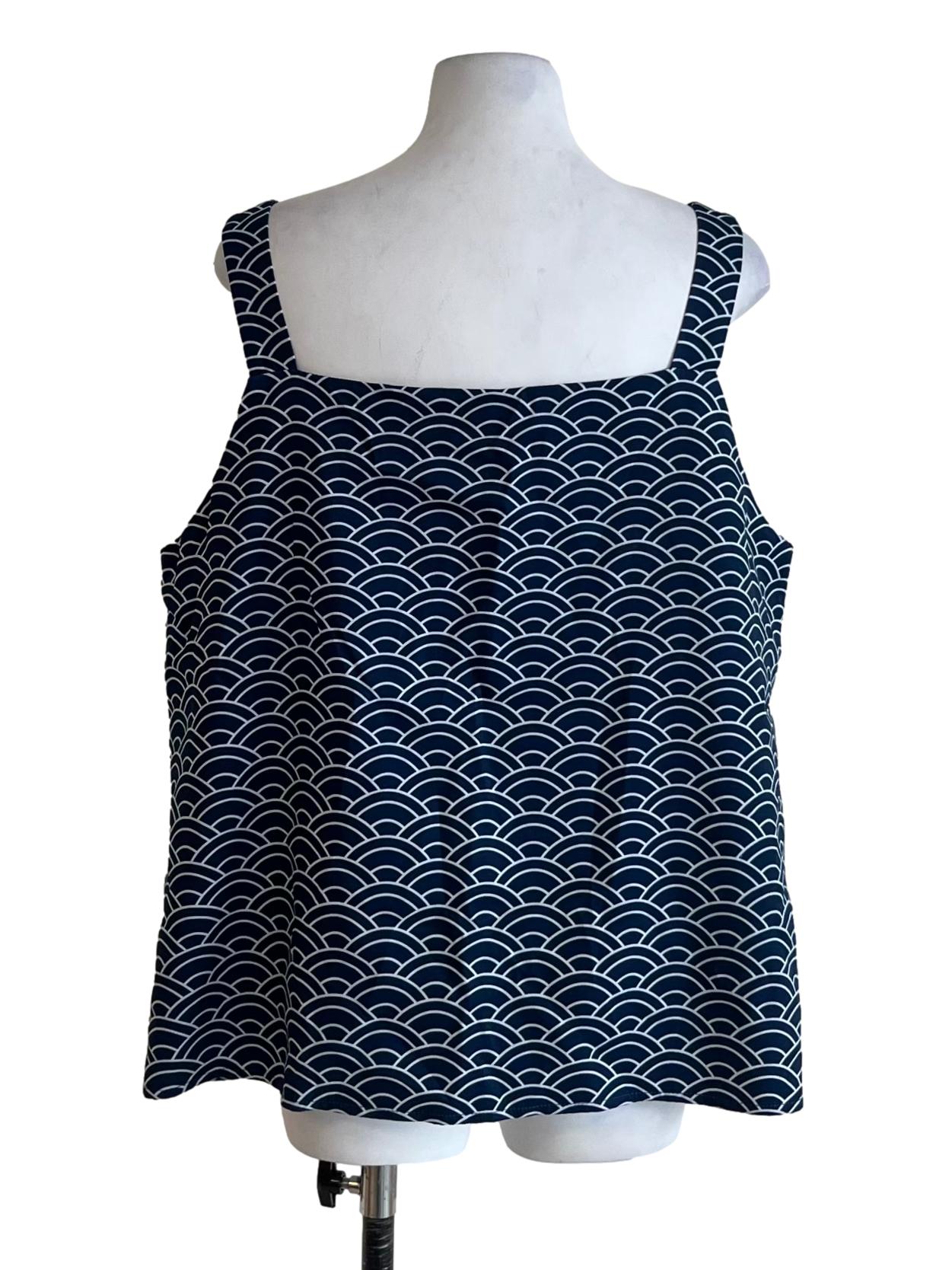 Navy Blue Abstract Sleeveless Top