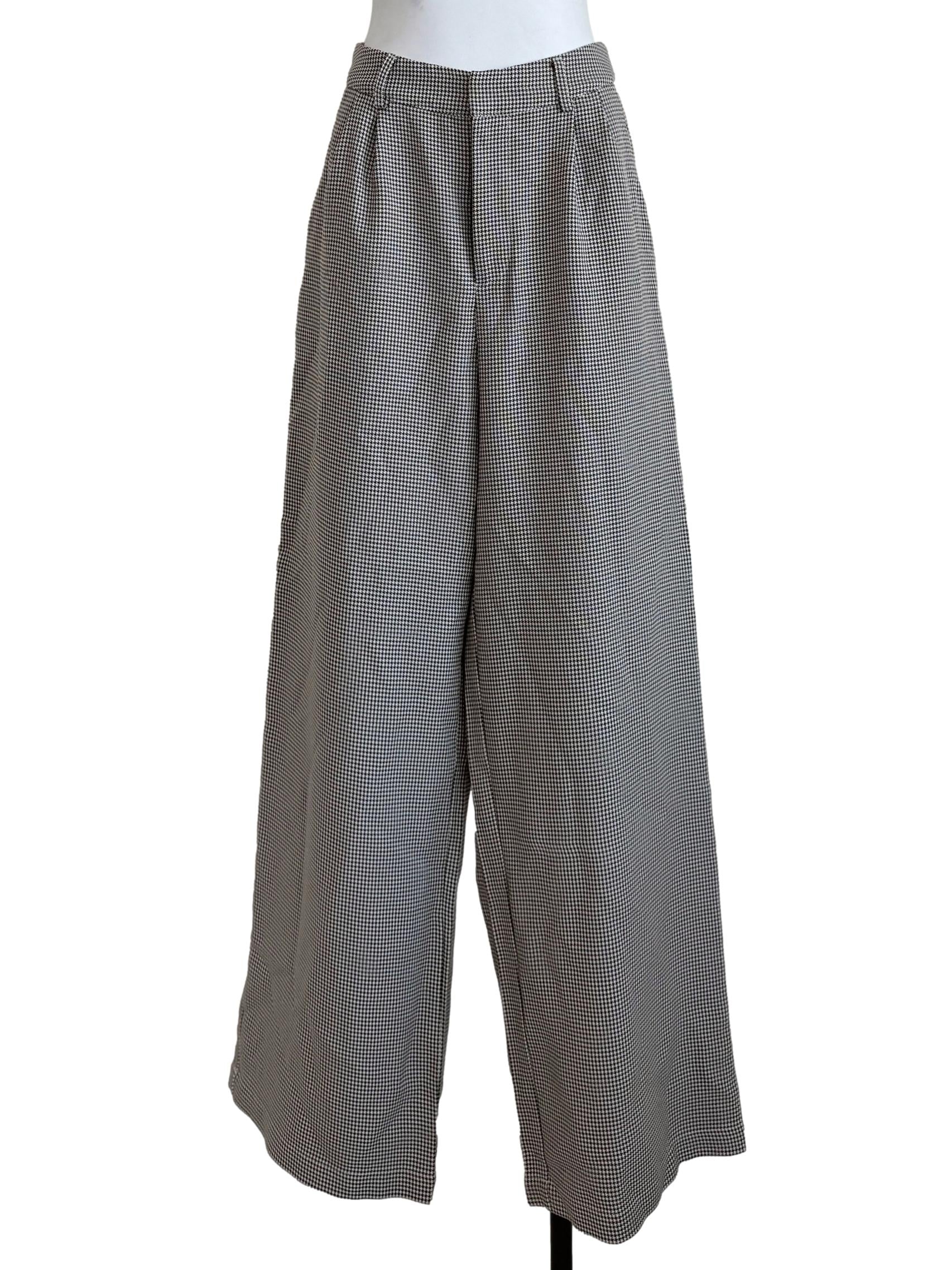 Brown Plaid Tailored Pants