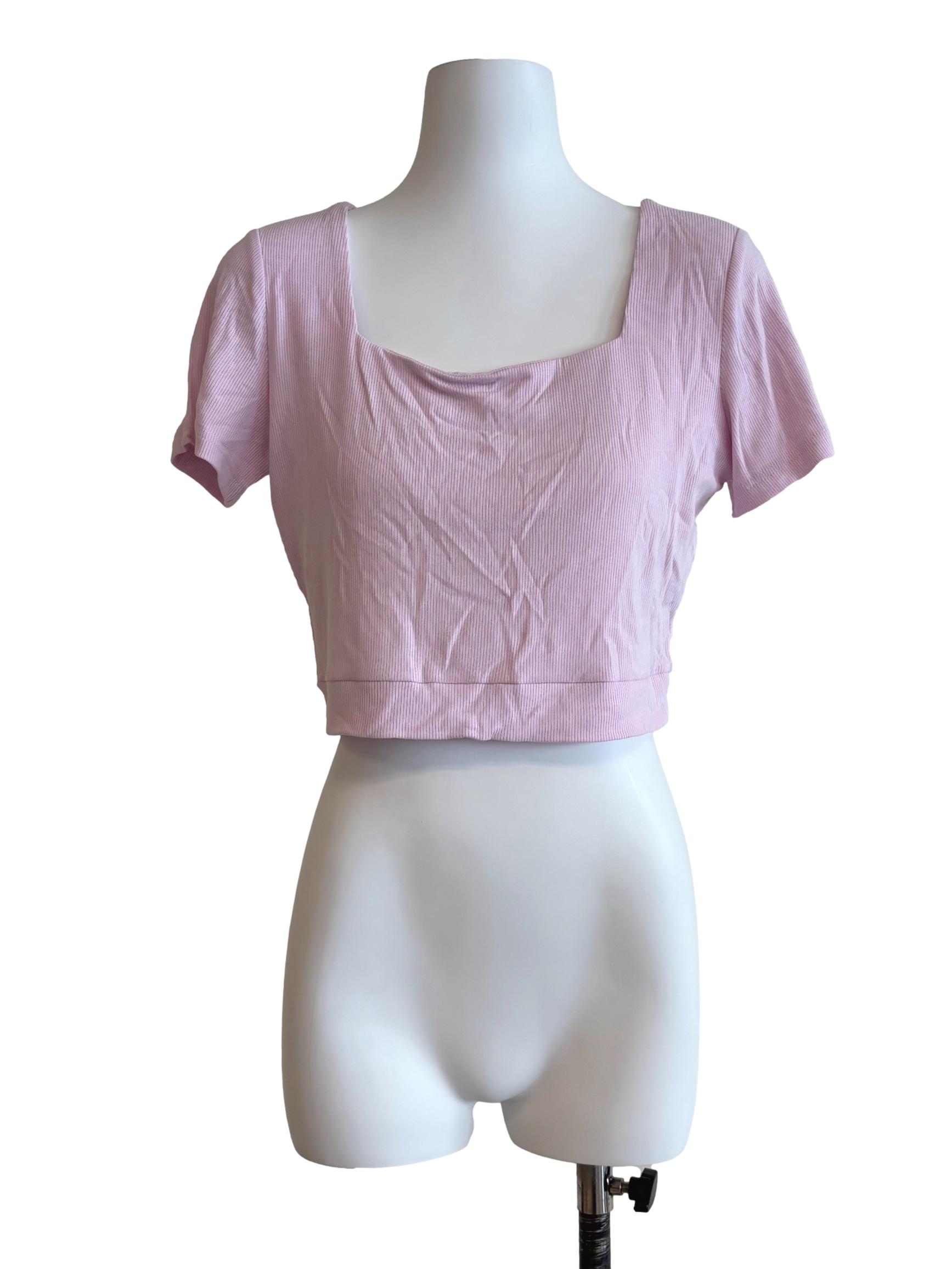 Lemonade Pink Ribbed Crop Top