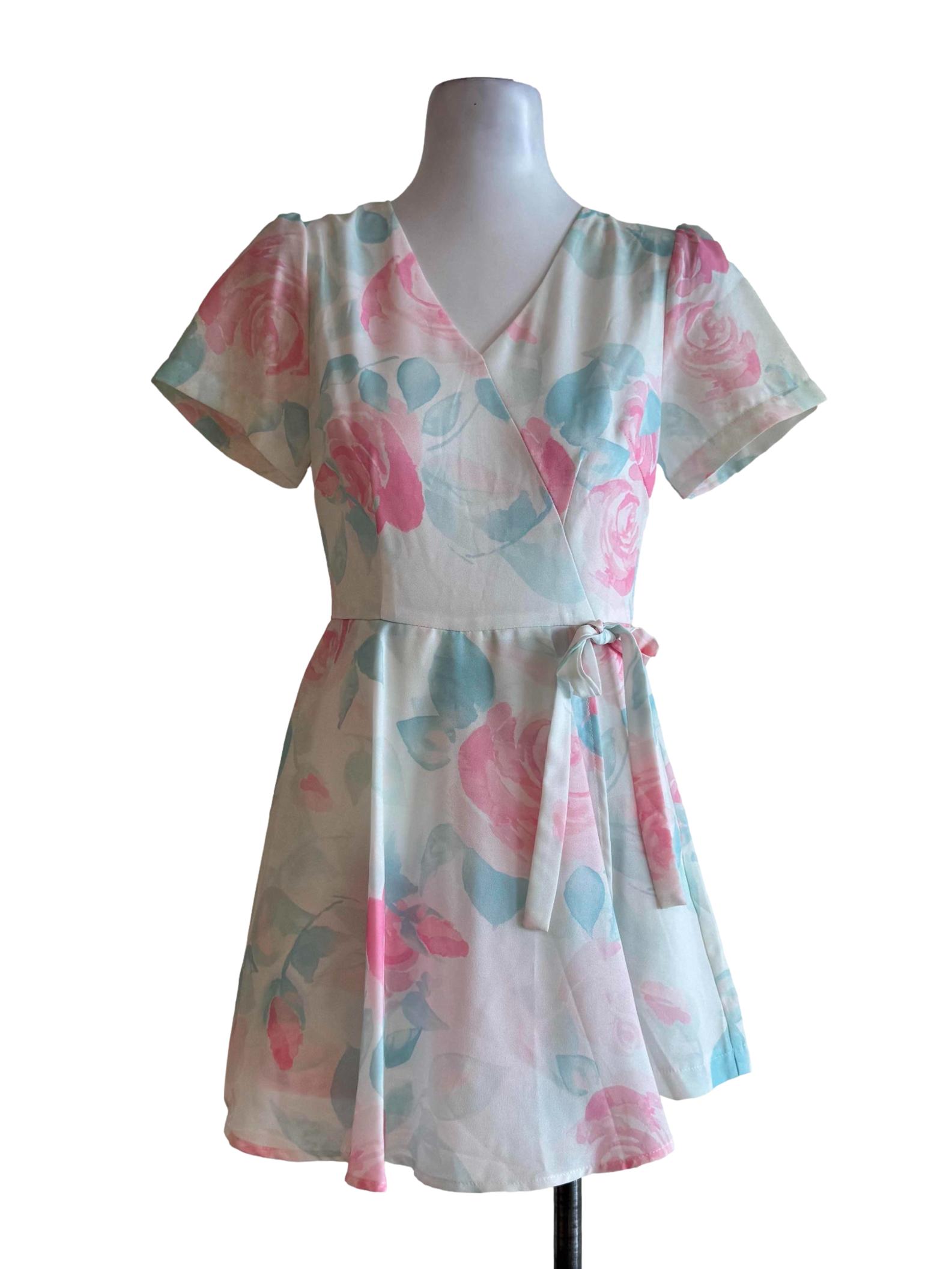 Pastel Watercolor V Neck Romper Dress