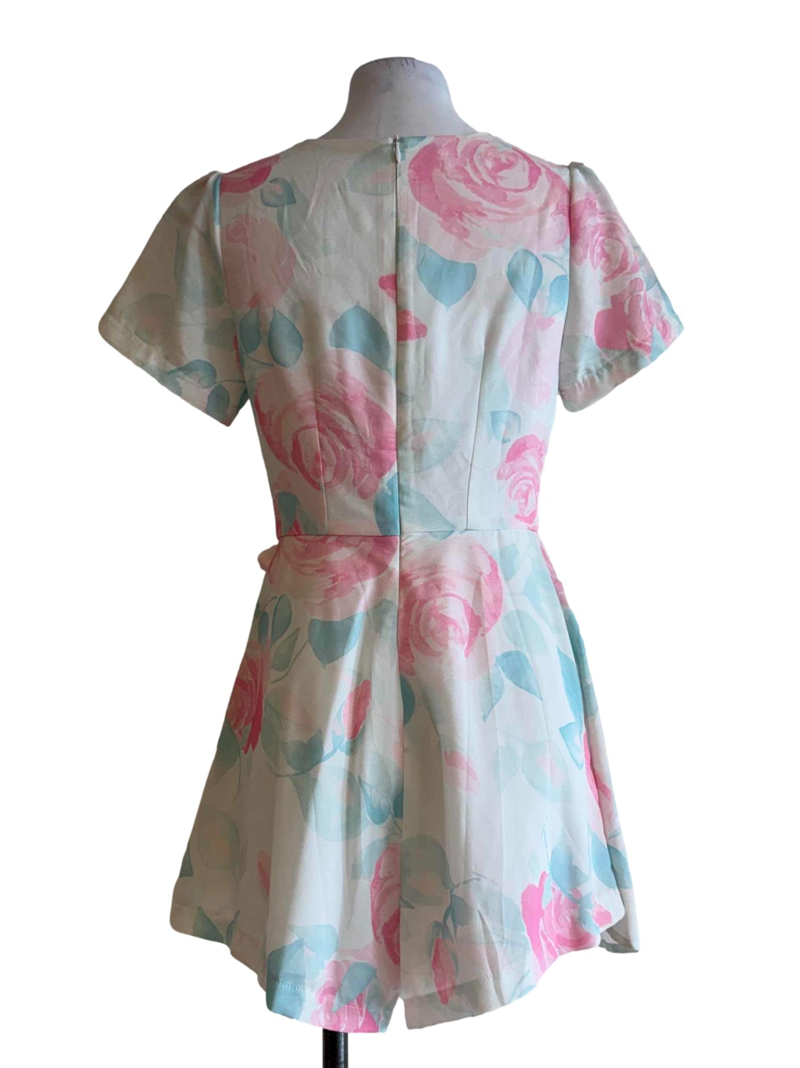Pastel Watercolor V Neck Romper Dress