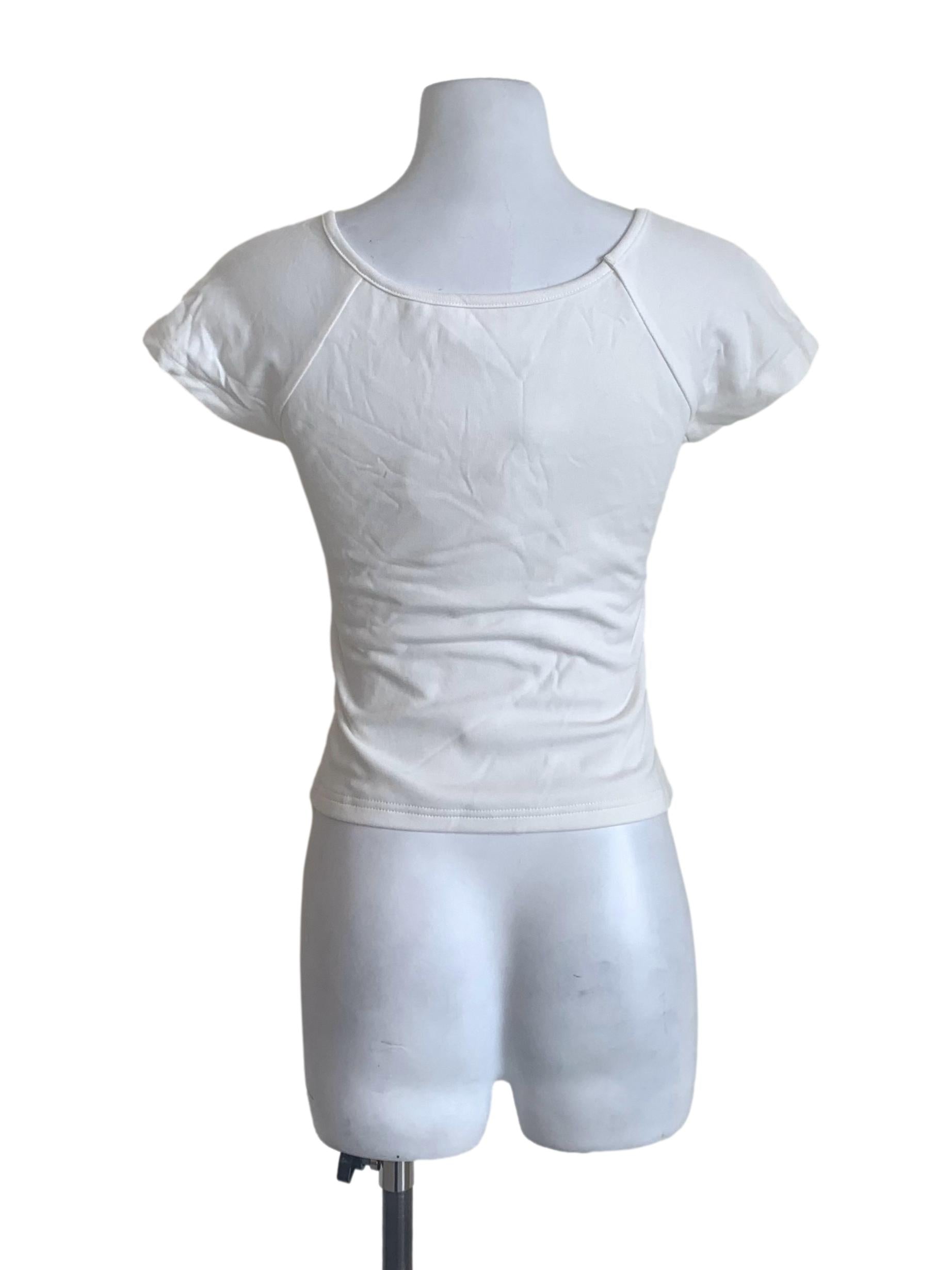 Cotton White Round Neck Top