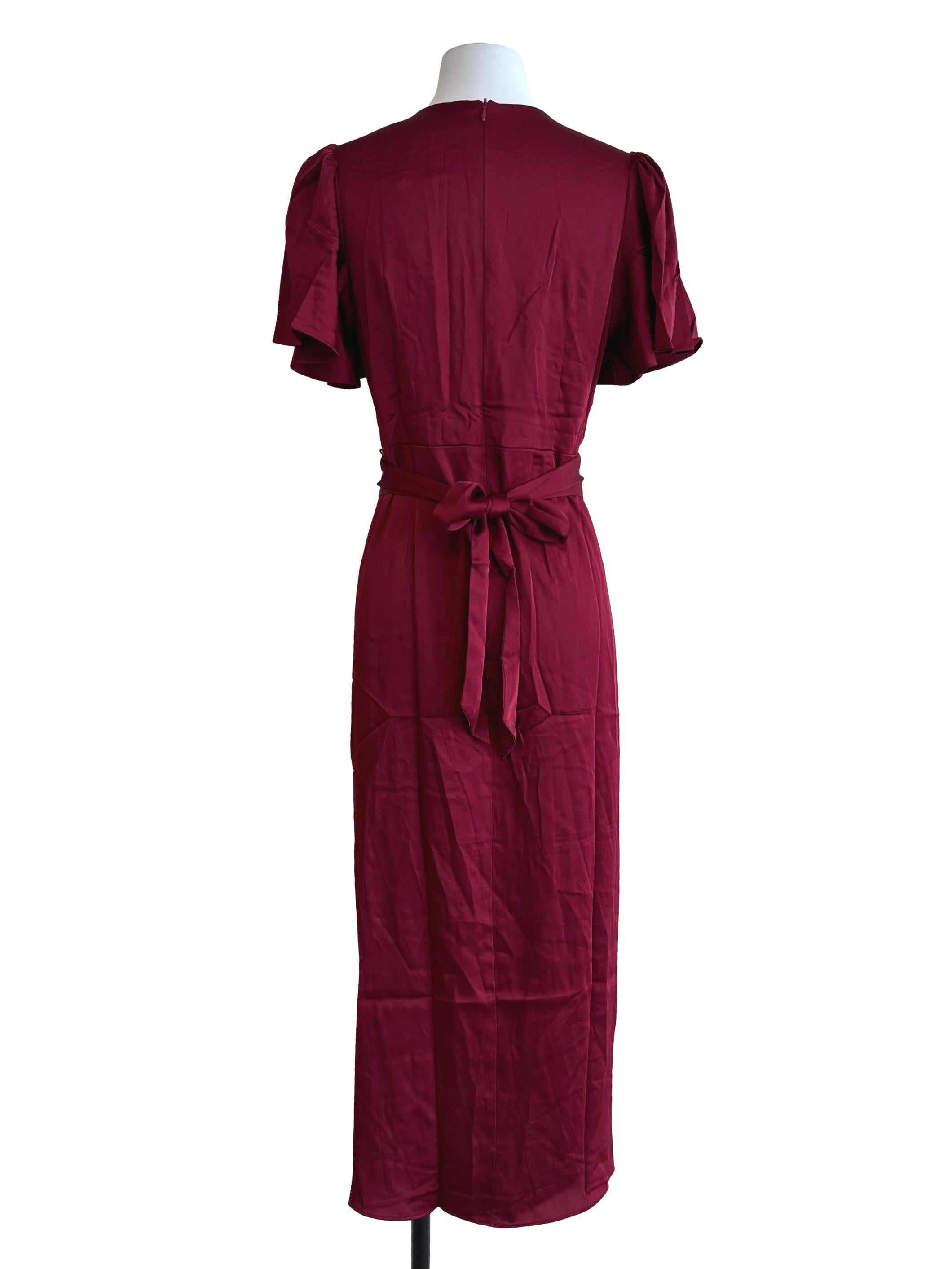 Sangria Red Satin Midi Dress