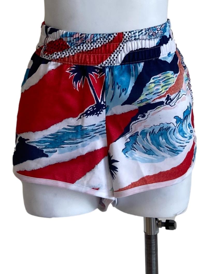 White & Multicolor Mini Shorts