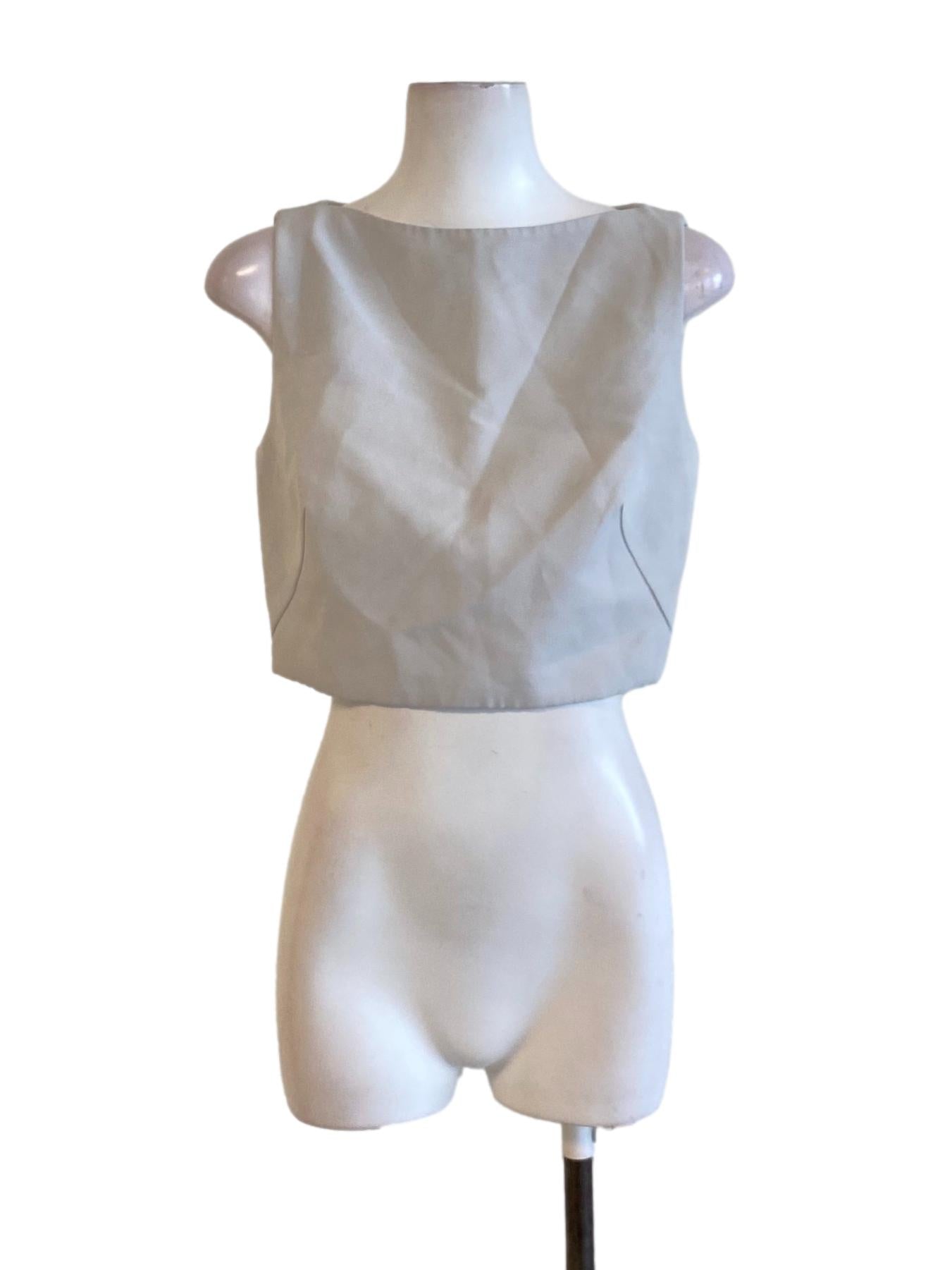 Cloud Grey Loose Sheath Cropped Top