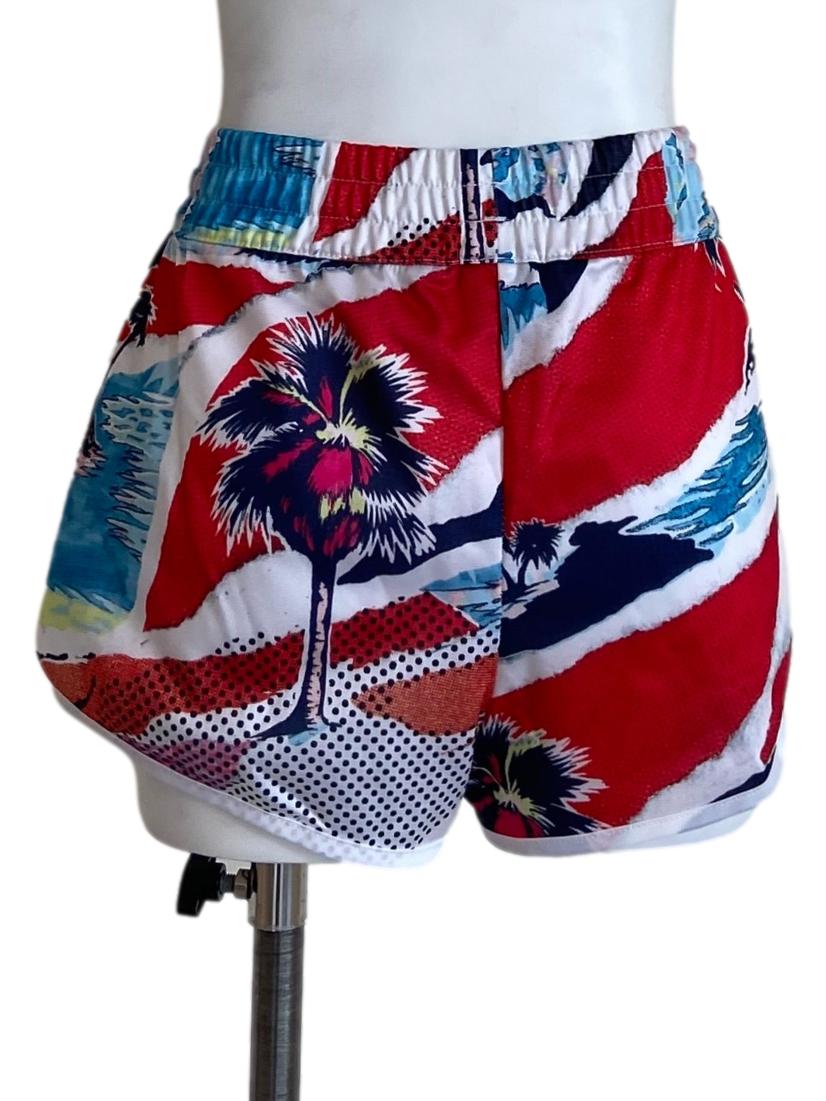White & Multicolor Mini Shorts