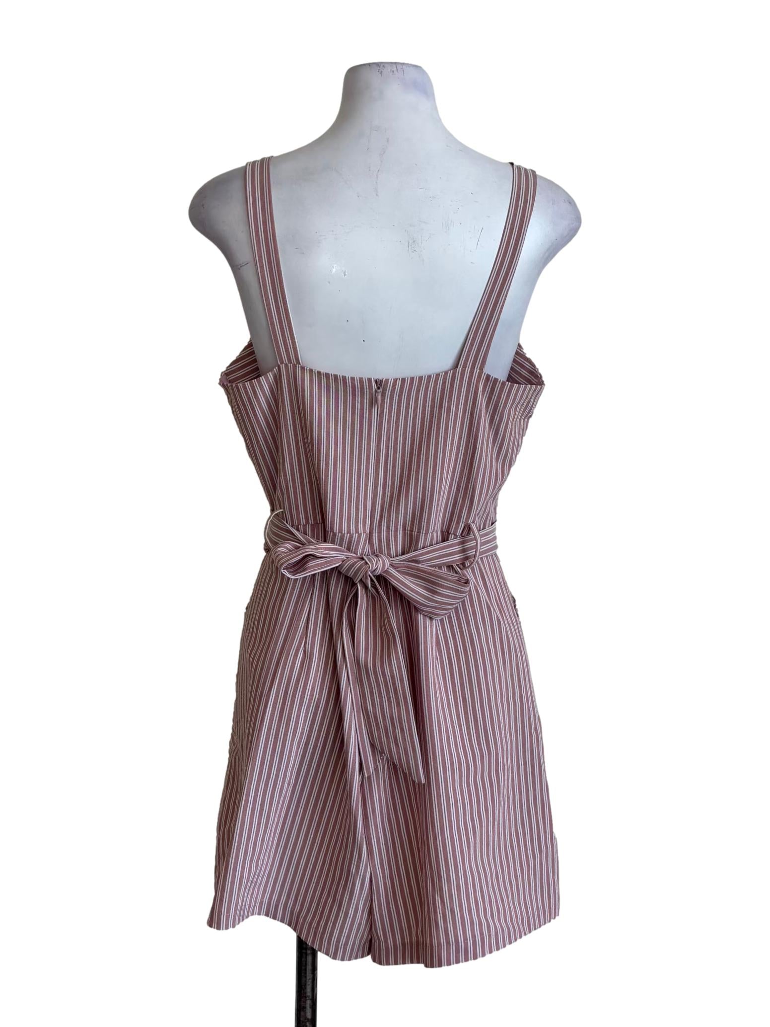Pastel Pink Stripe Apron Strap Rompers