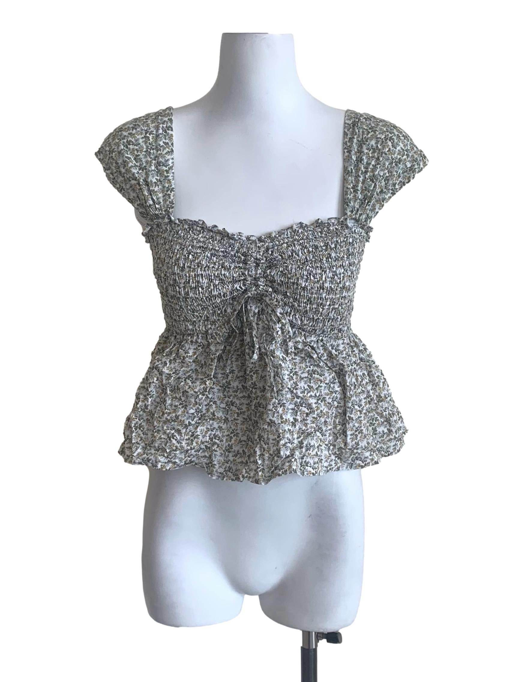 Sage Green Floral Pattern Top