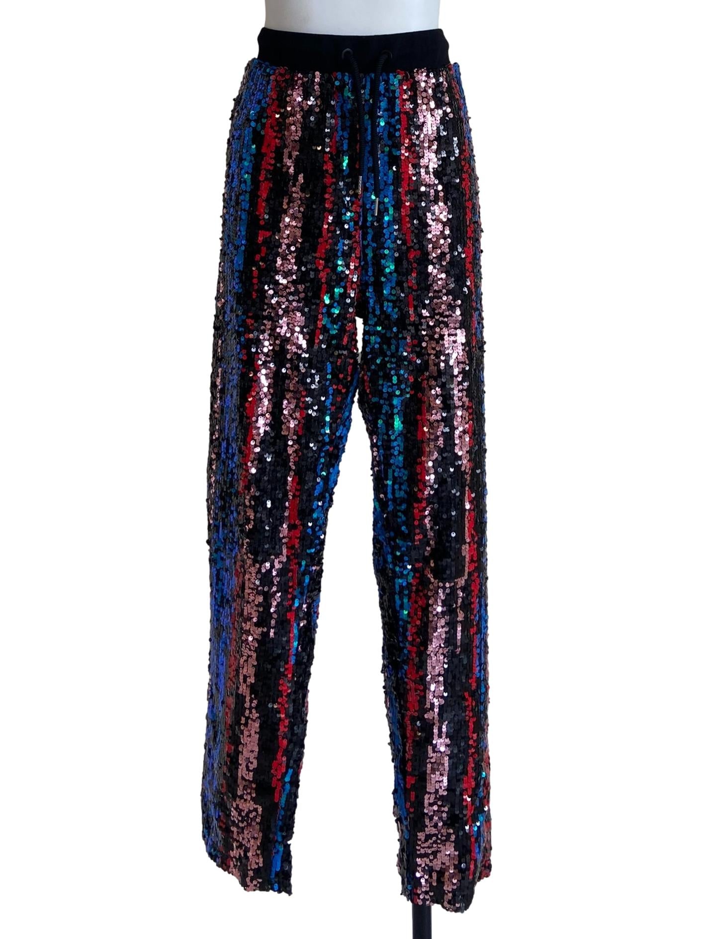 Black Colourful Pop Art Sequin Pants
