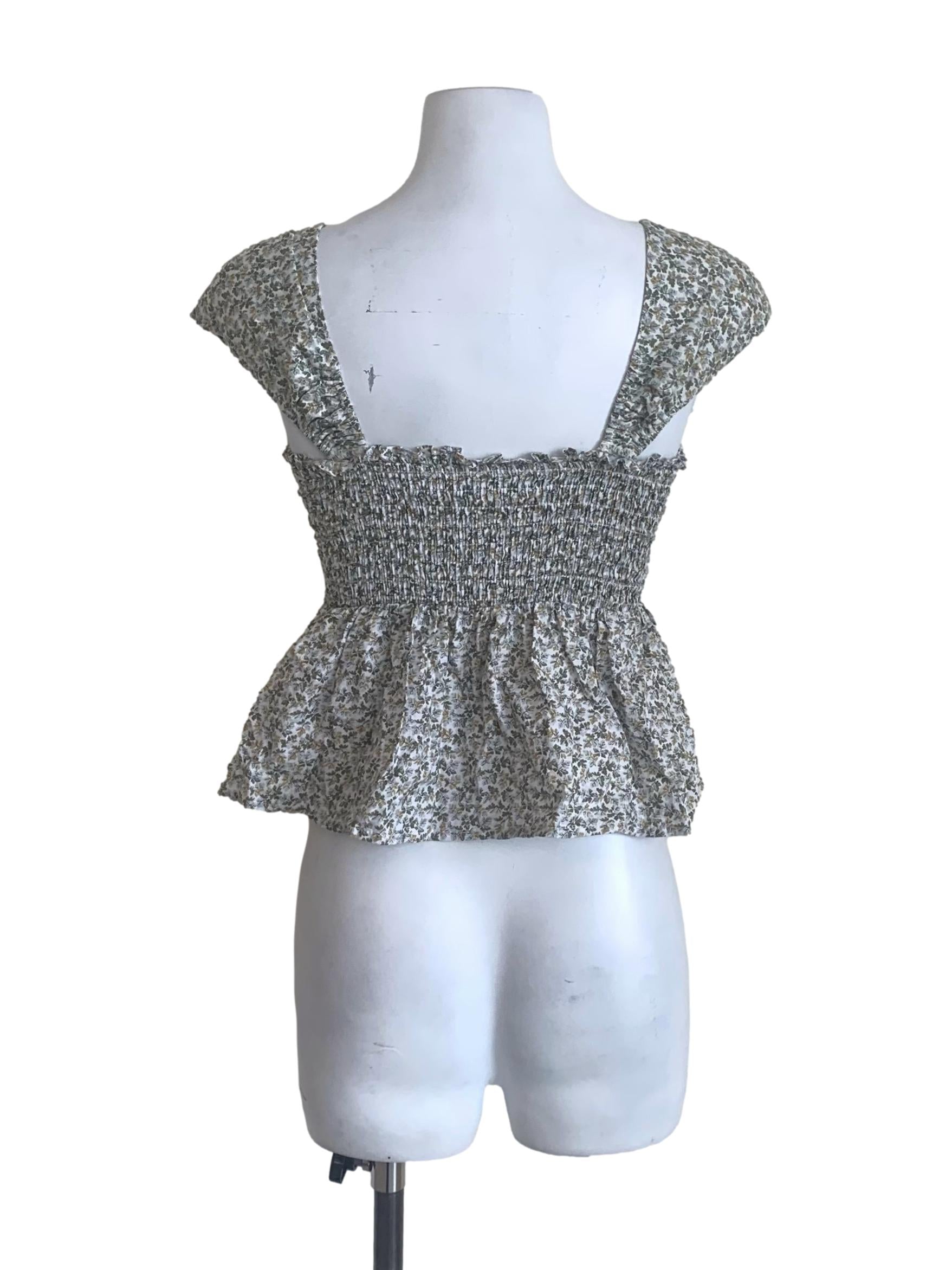Sage Green Floral Pattern Top