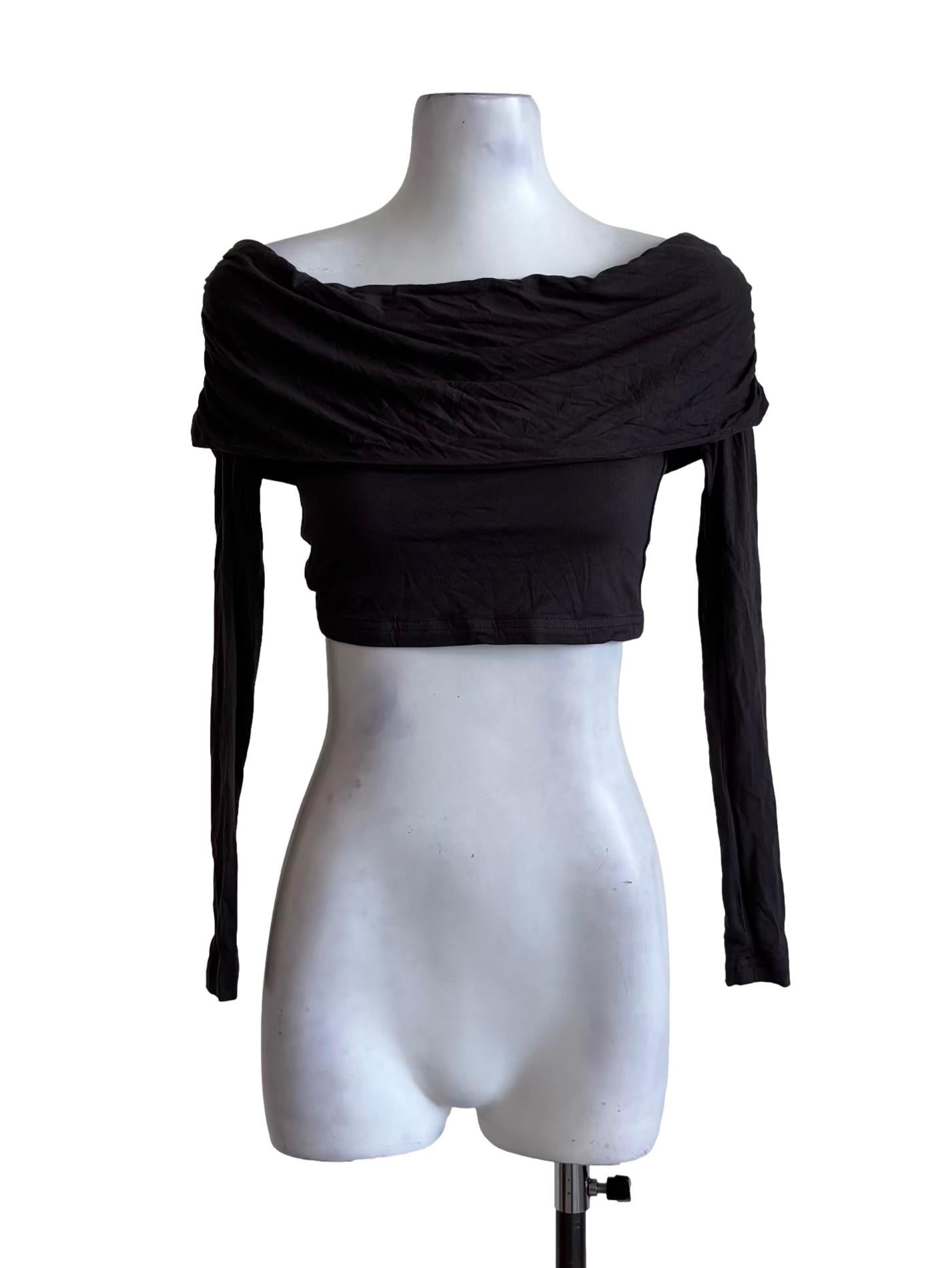 Ebony Off Shoulder Drape Top YHF