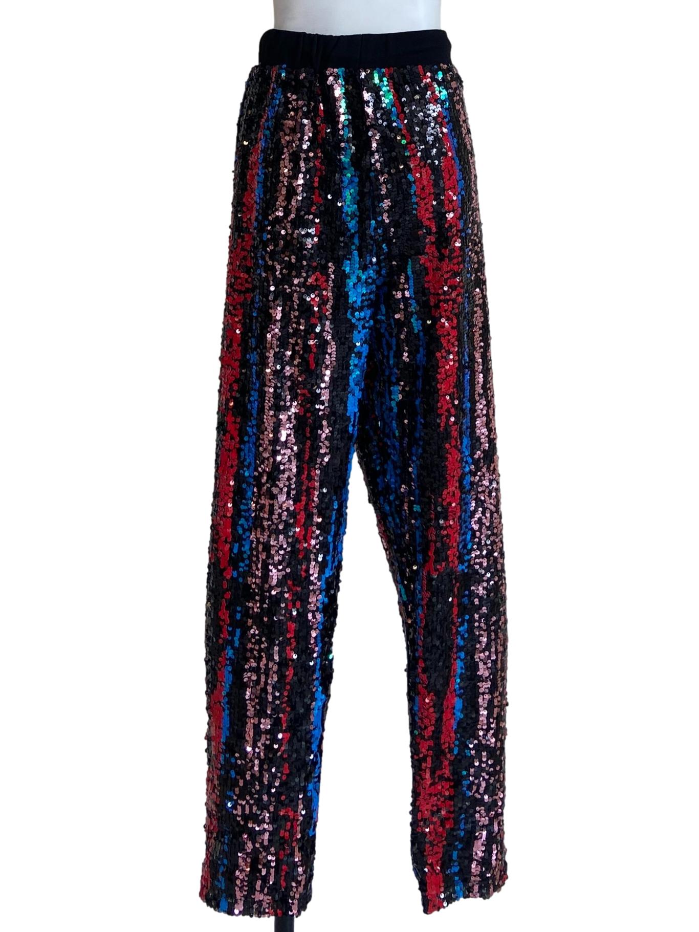 Black Colourful Pop Art Sequin Pants