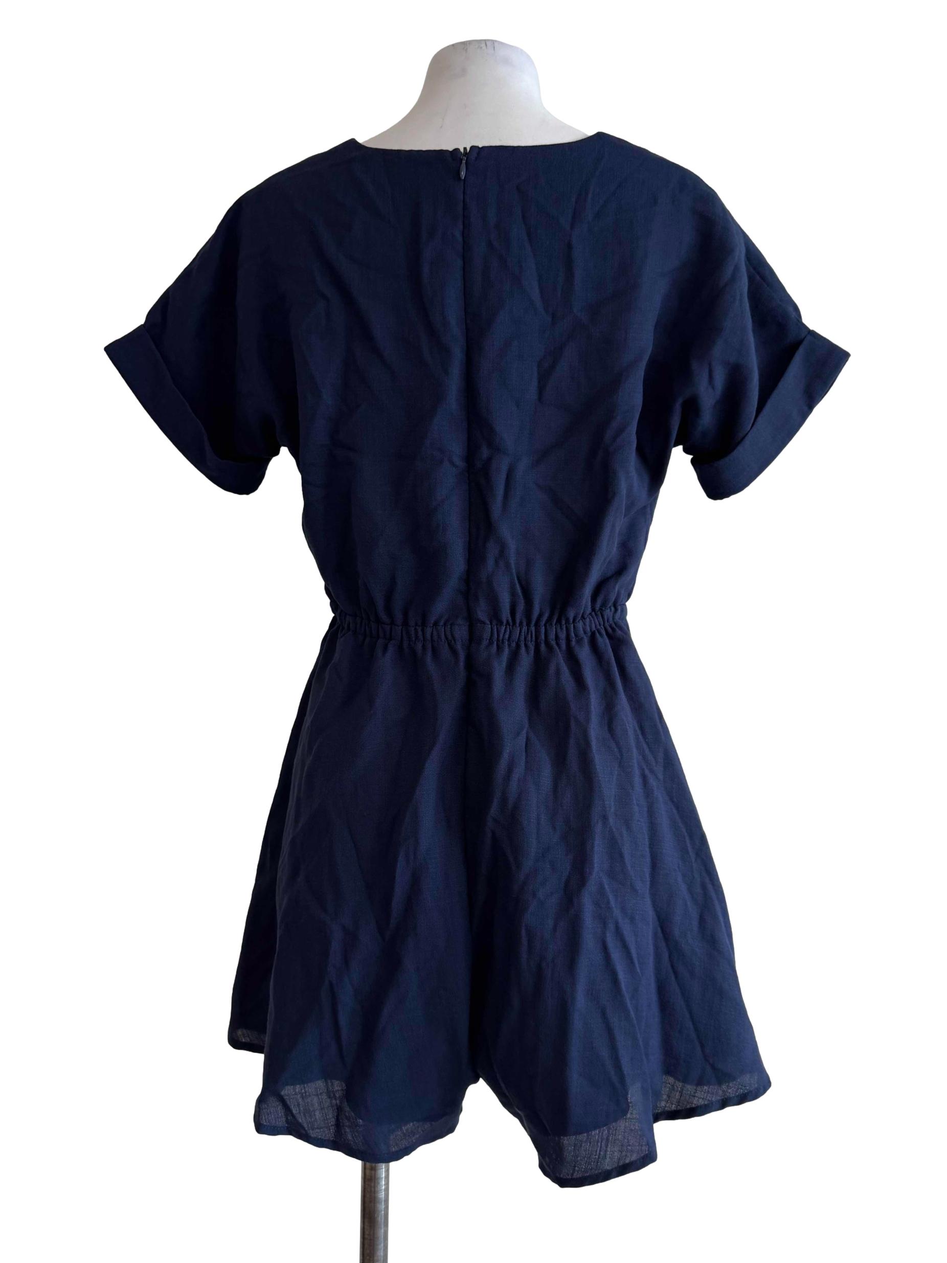 Navy Blue Front Button Romper