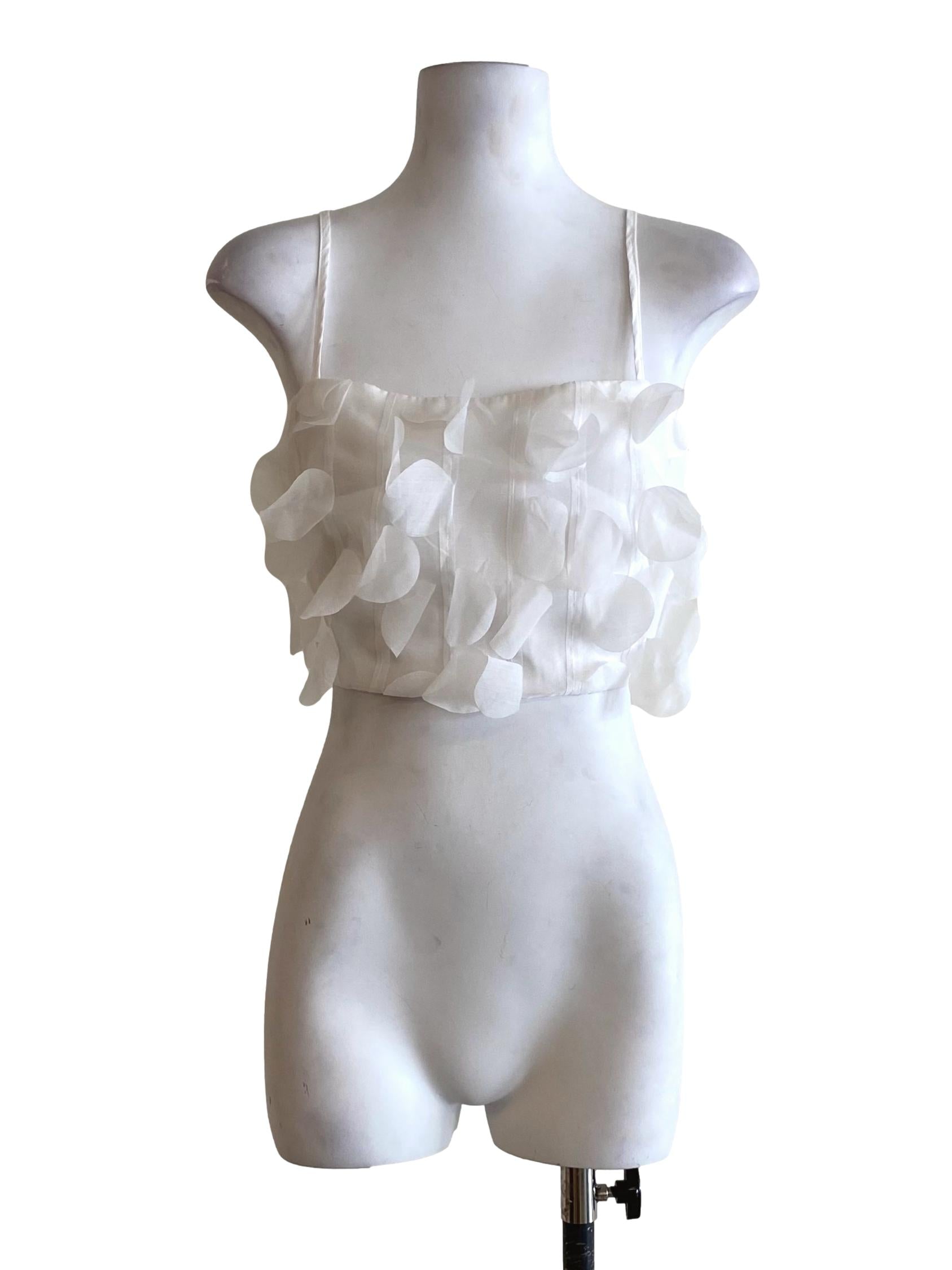 Daisy White Clear Linen Loose Pattern Crop