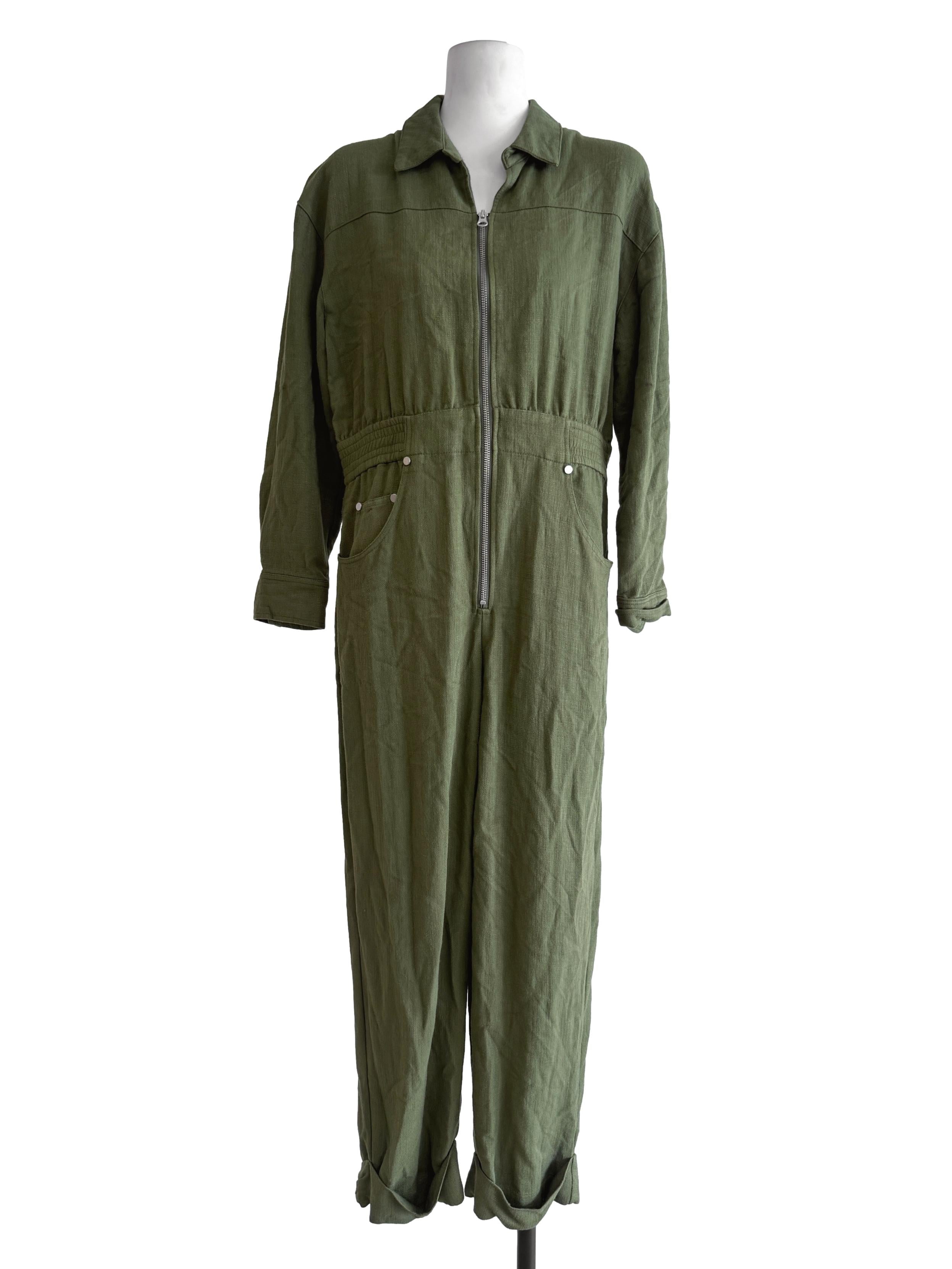 Green Shirt Wide Leg Jumpsuit