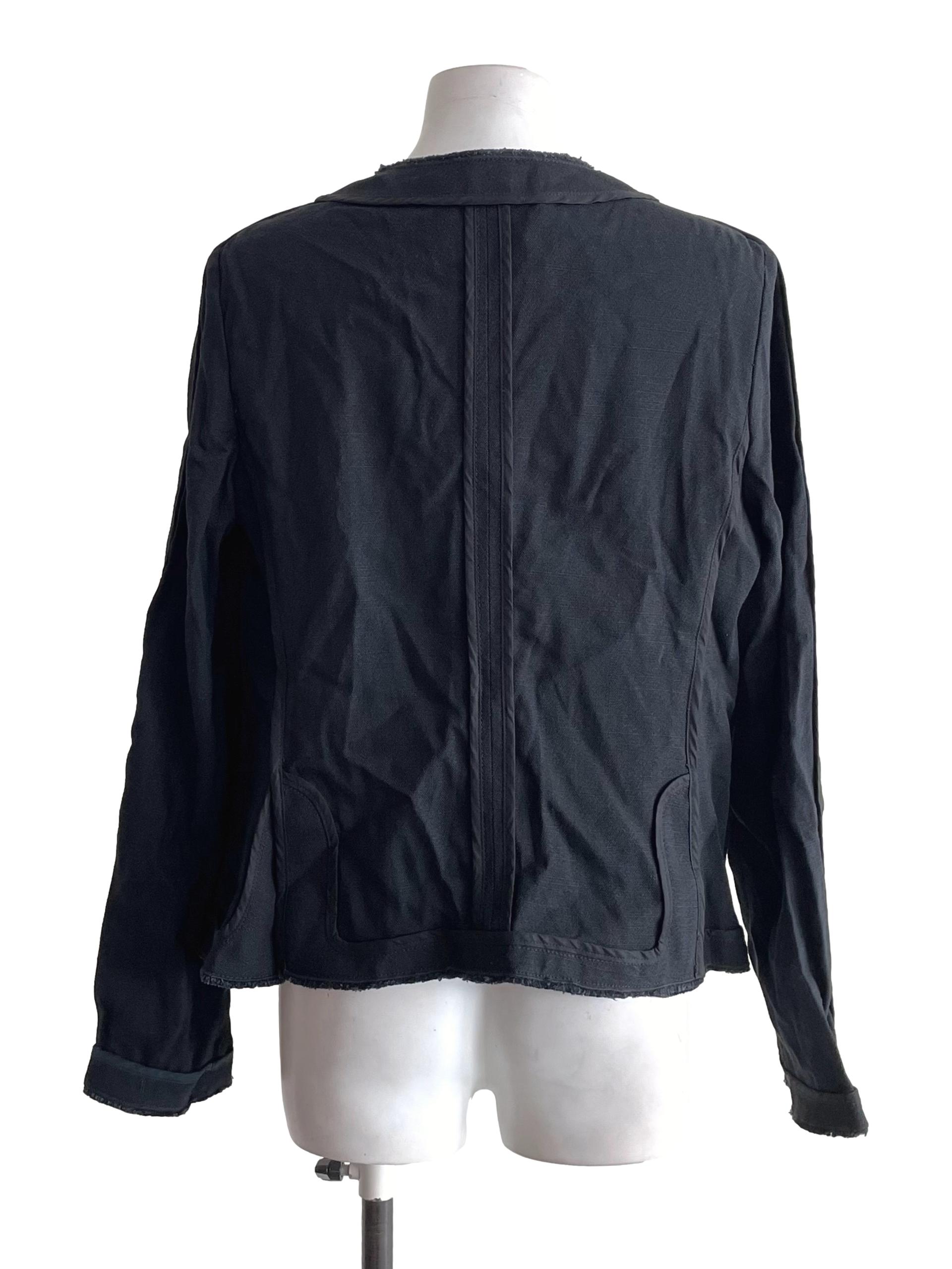 Charcoal Fuzzy Round Neck Jacket