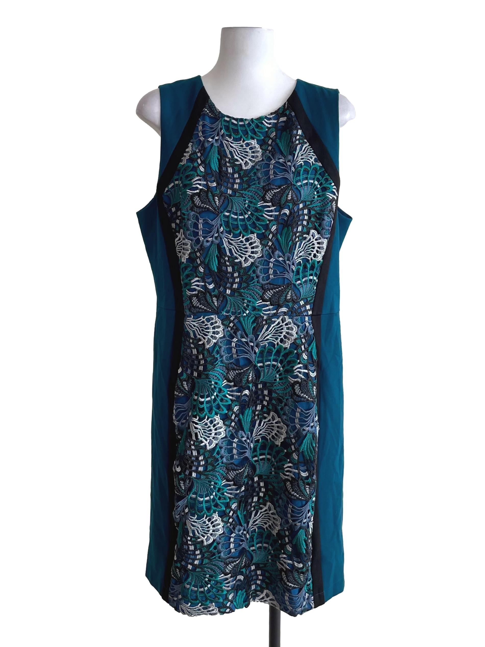 Peacock Blue Embroidery Slip Dress