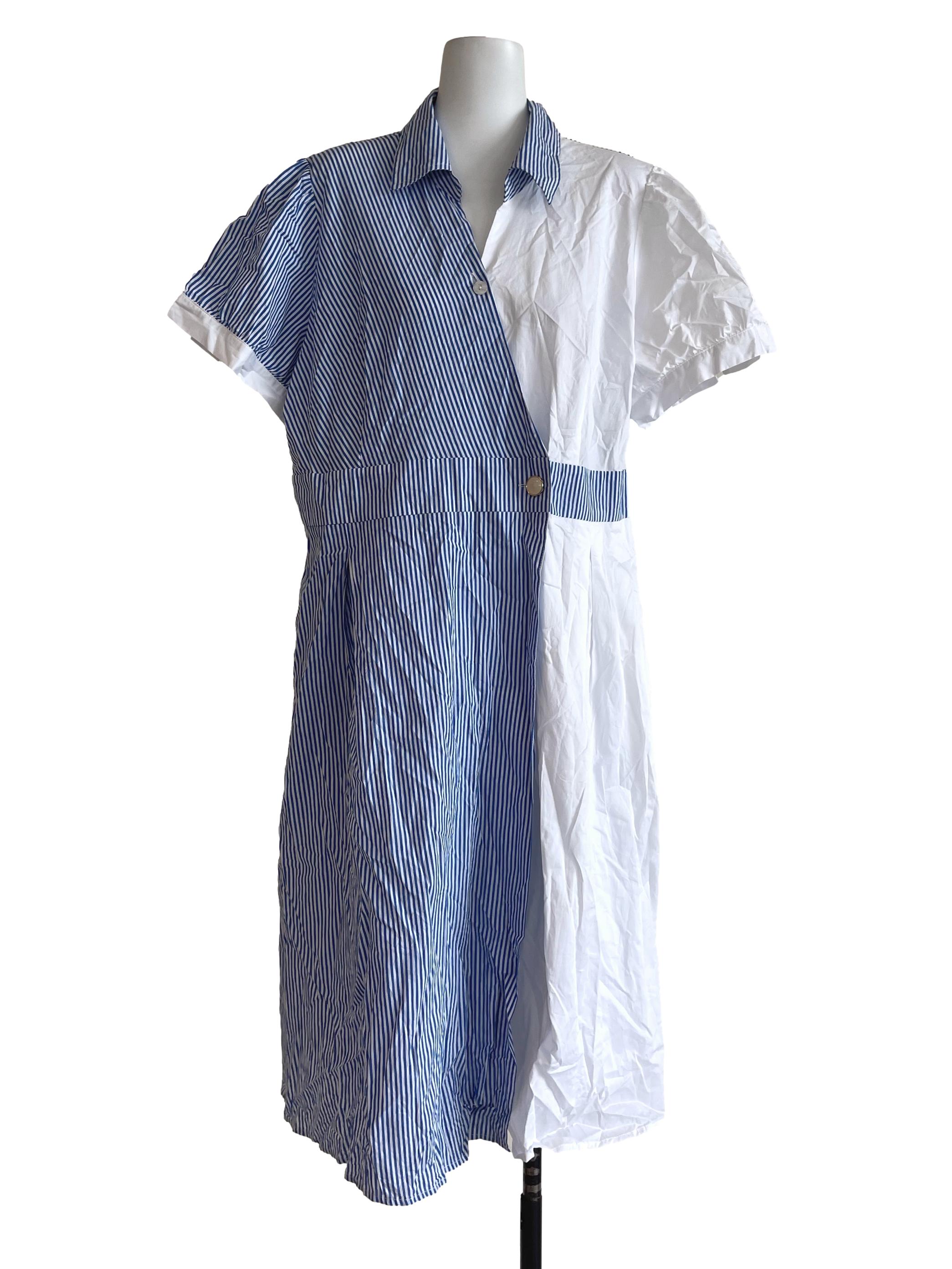 Blue Half Stripes Dress