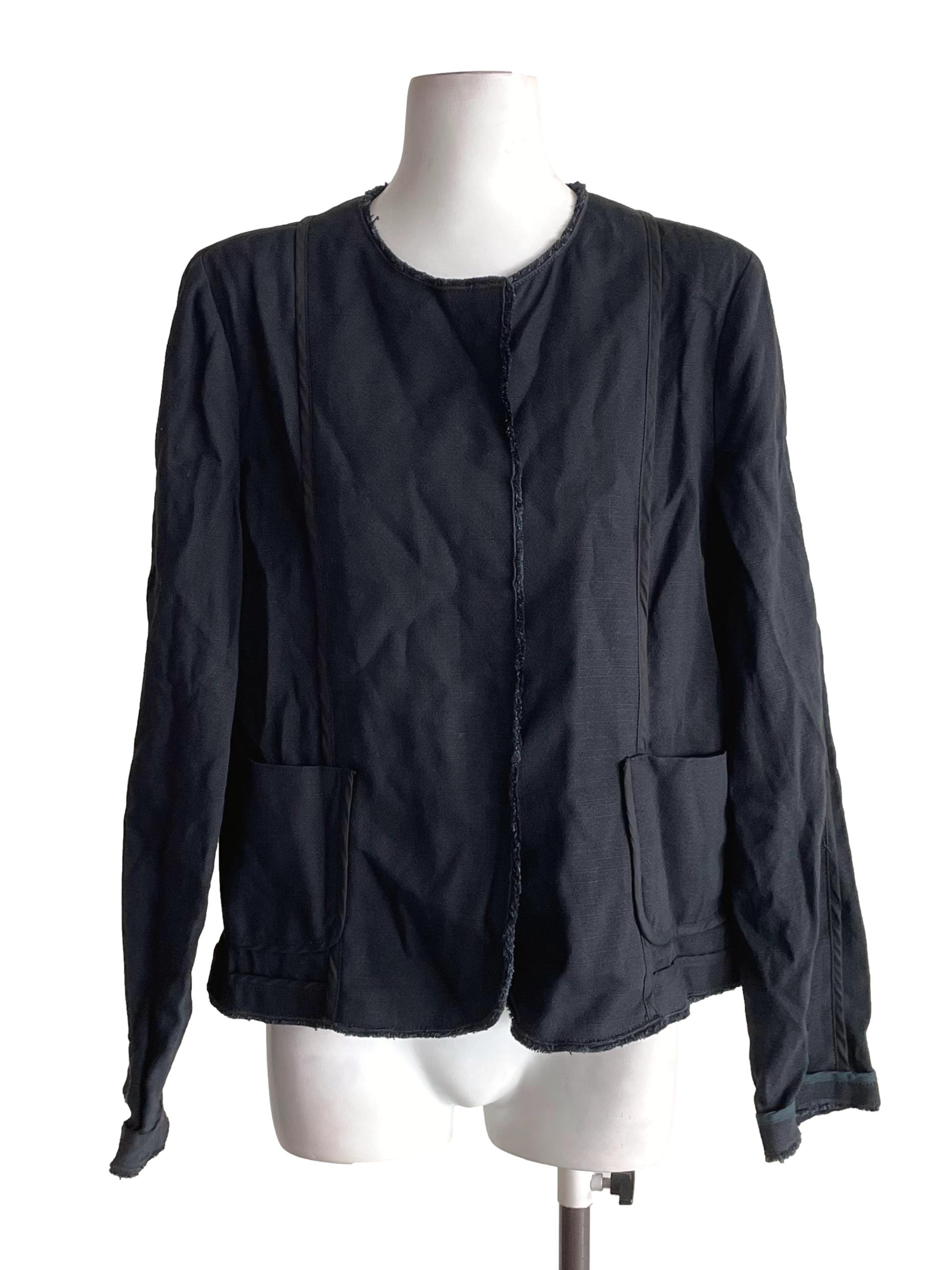Charcoal Fuzzy Round Neck Jacket
