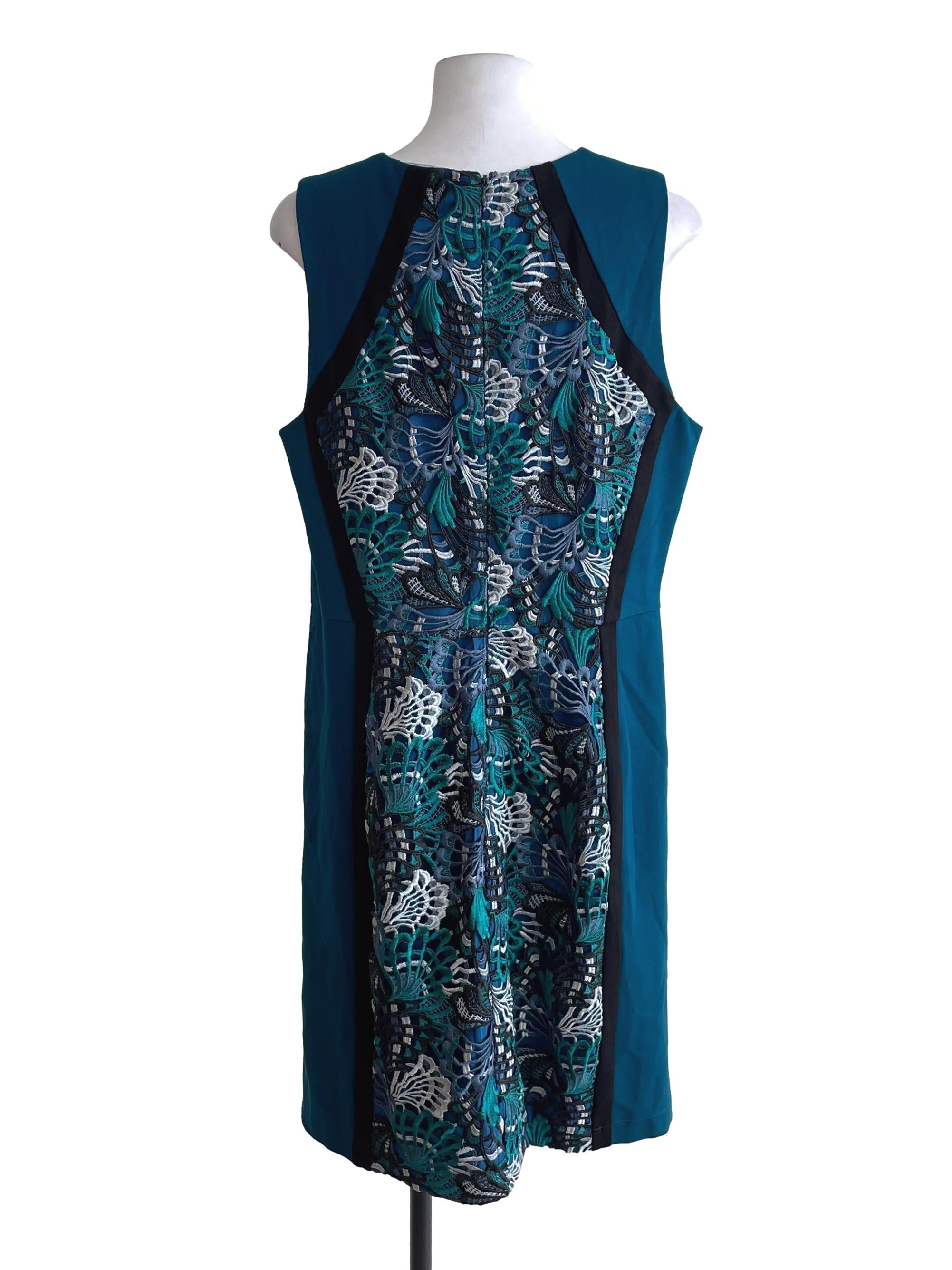 Peacock Blue Embroidery Slip Dress