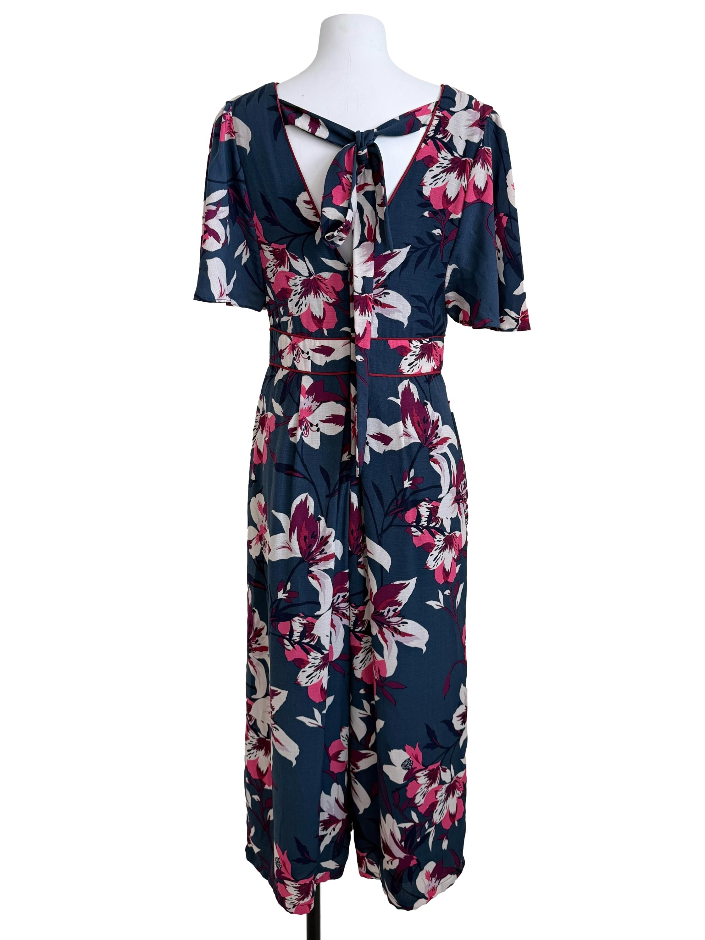 Azure Blue Flower Printed Jumpsuit