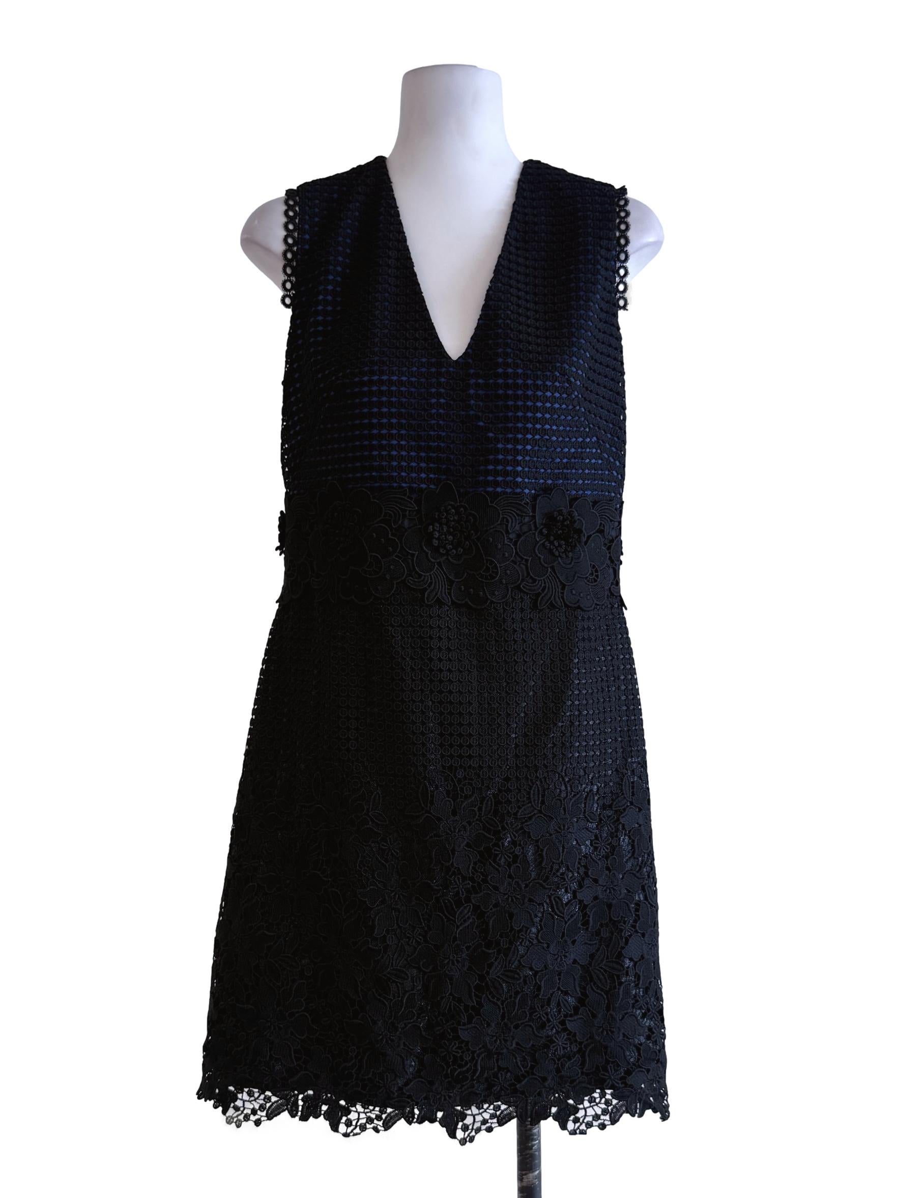 Black Floral Embroidery Mini Dress