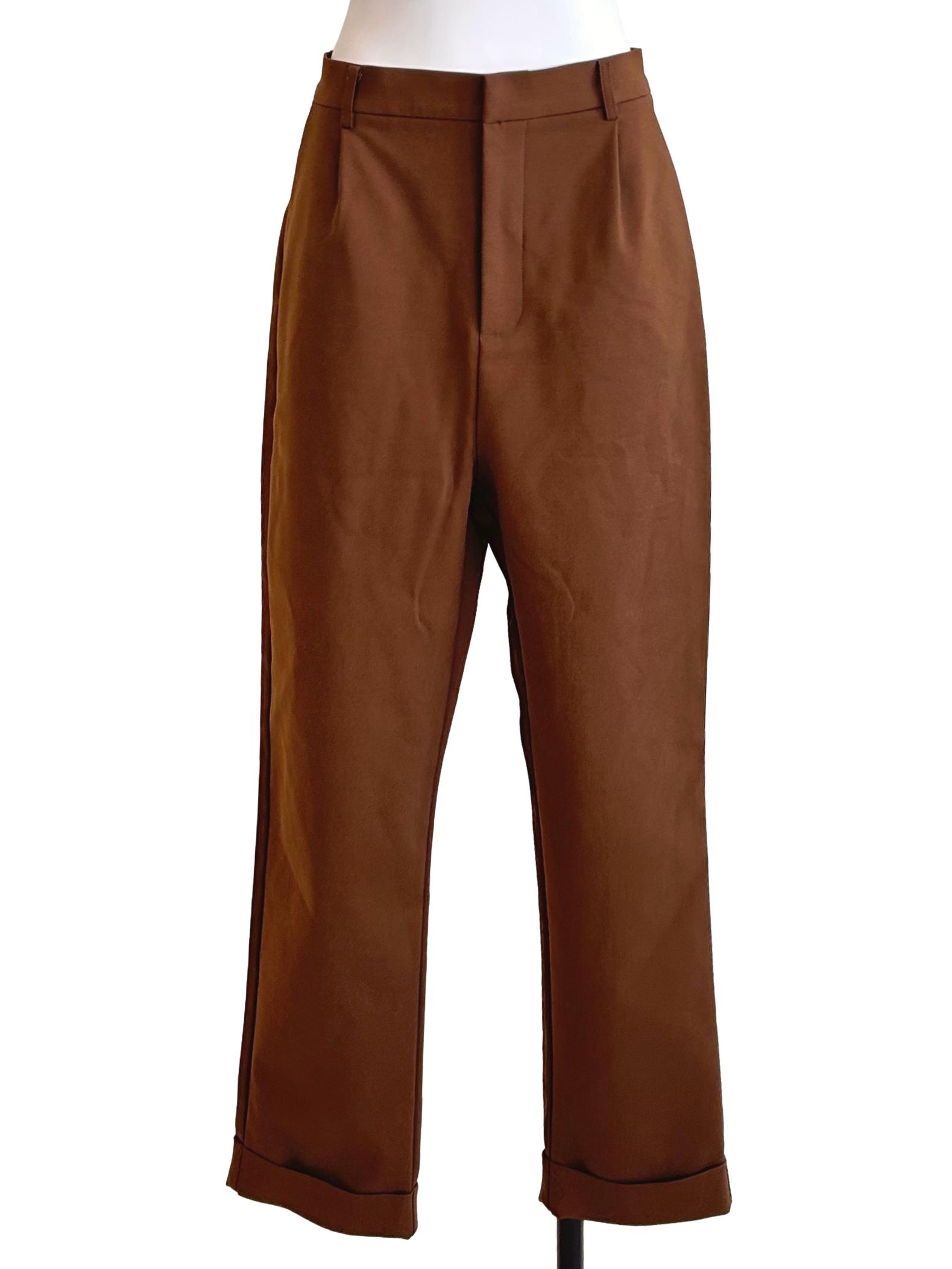 Tawny Brown Tailored Tapered Ankle Pants LB