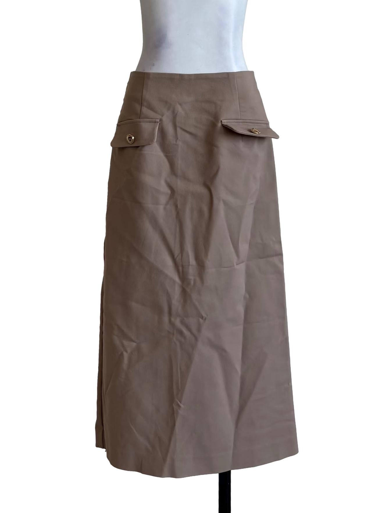 Khaki Straight Midi Skirt LB