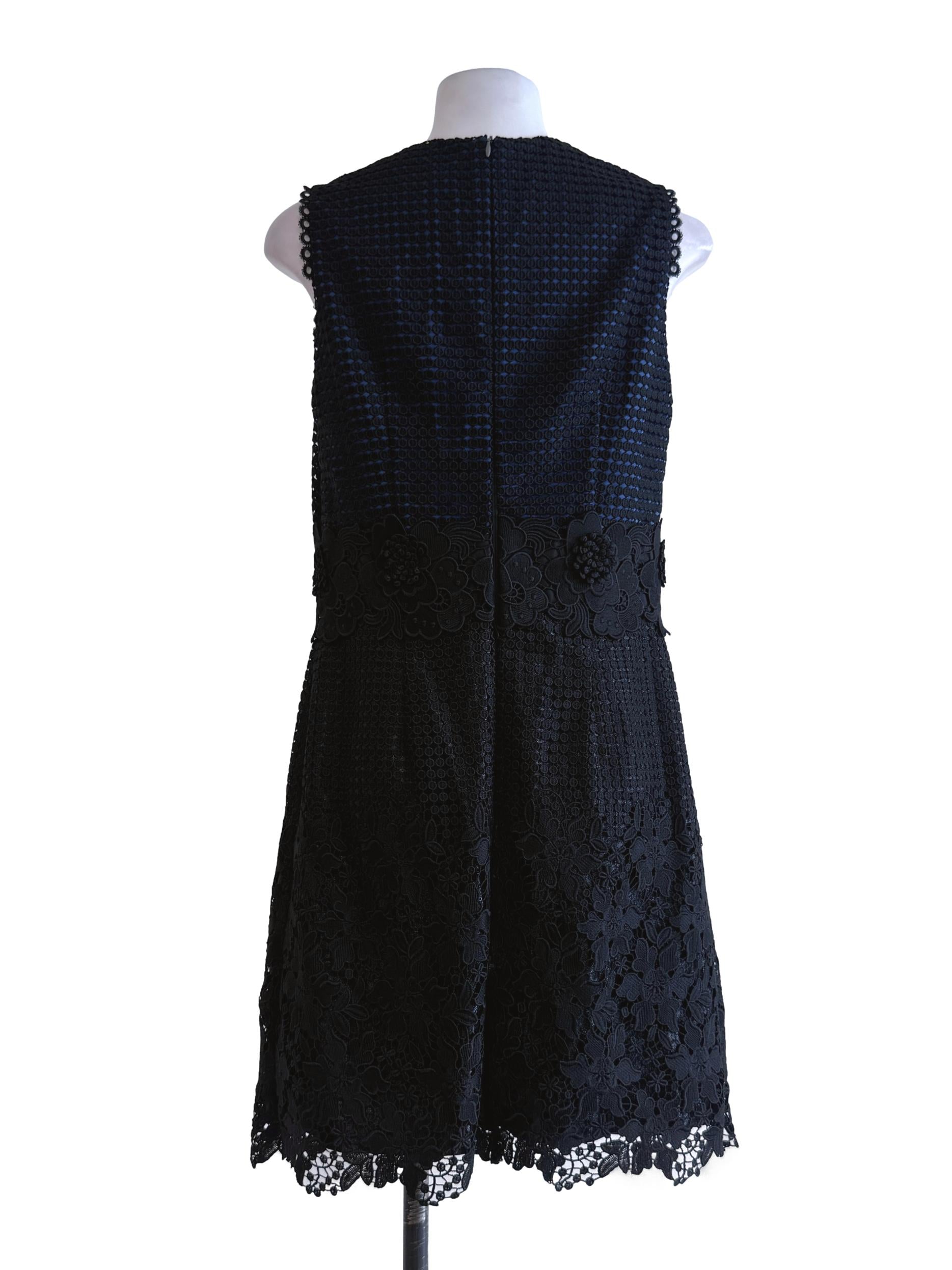 Black Floral Embroidery Mini Dress