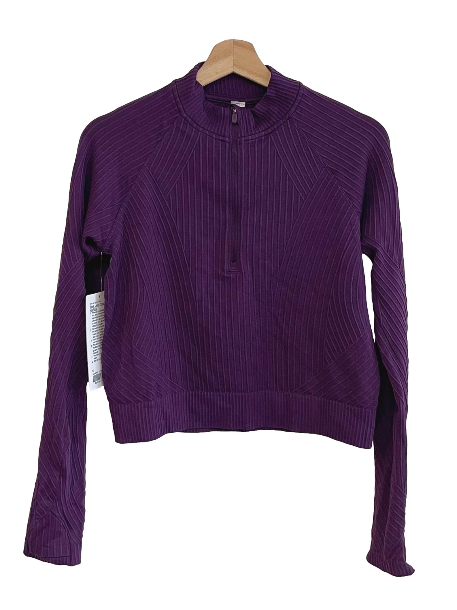 Dark Purple Cropped Half Zip Up Top