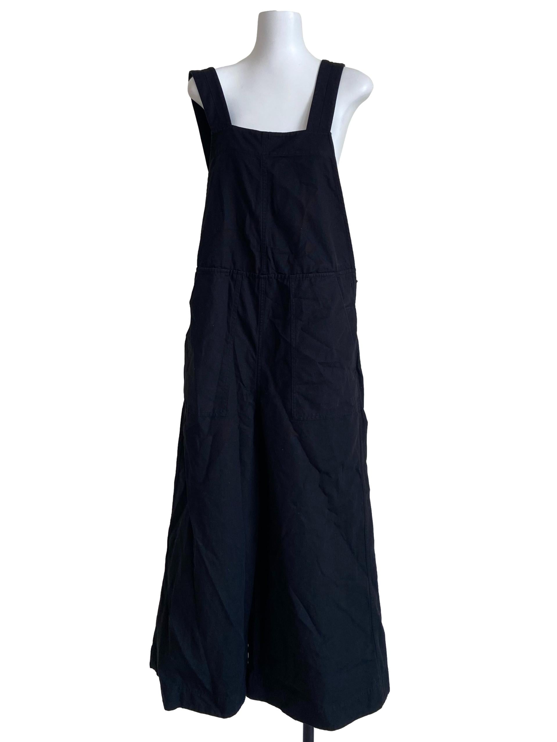 Black Sleeveless Twill Overall Jumpsuit