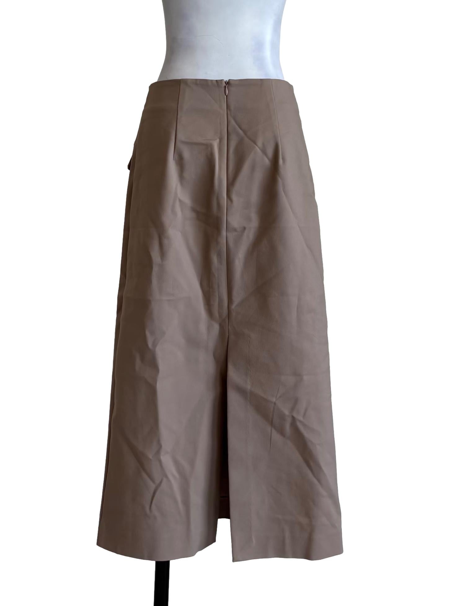 Khaki Straight Midi Skirt LB