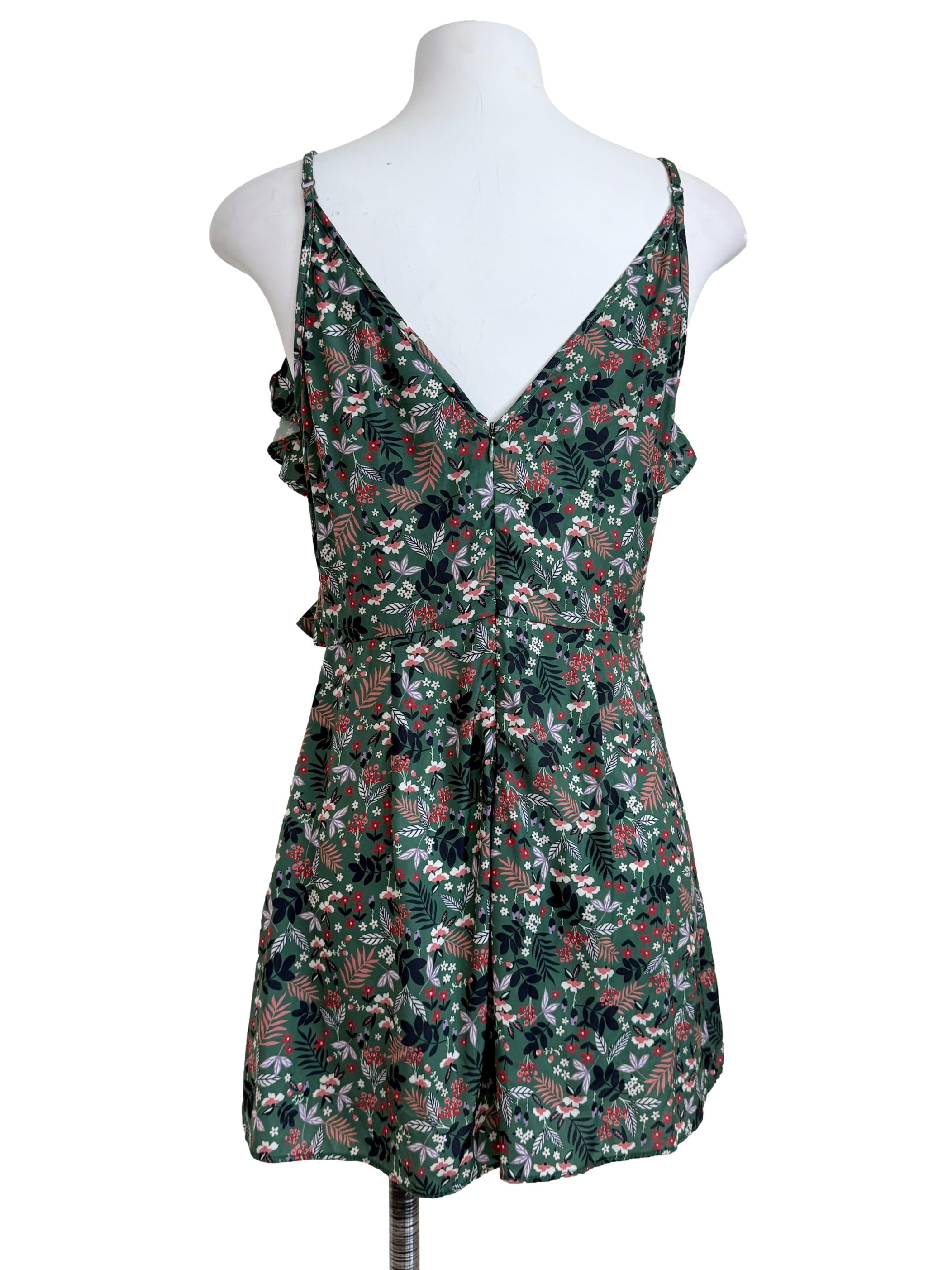 Basil Green Printed Romper