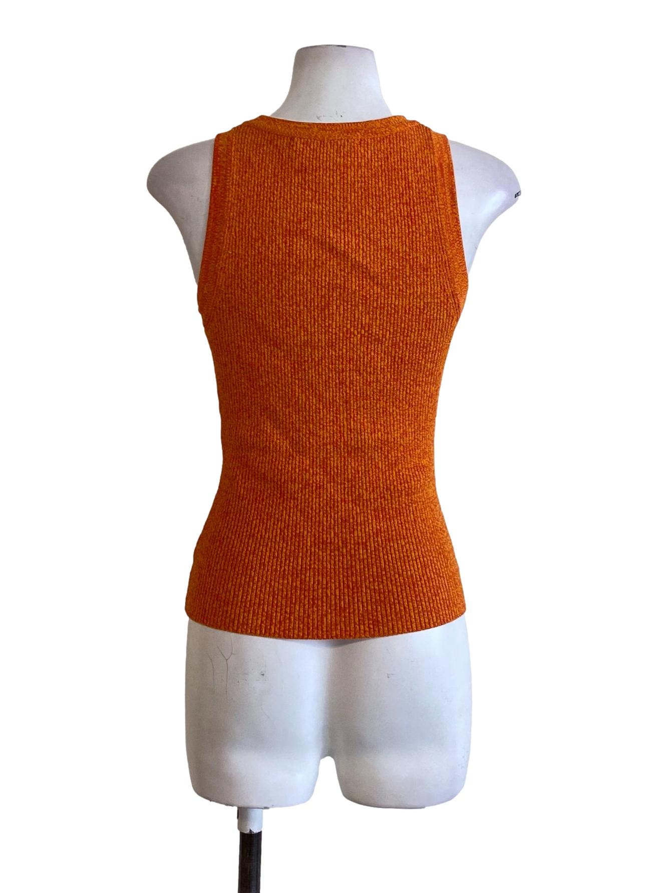 Apricot Orange Round Neck Fit Sleeveless Tank Top