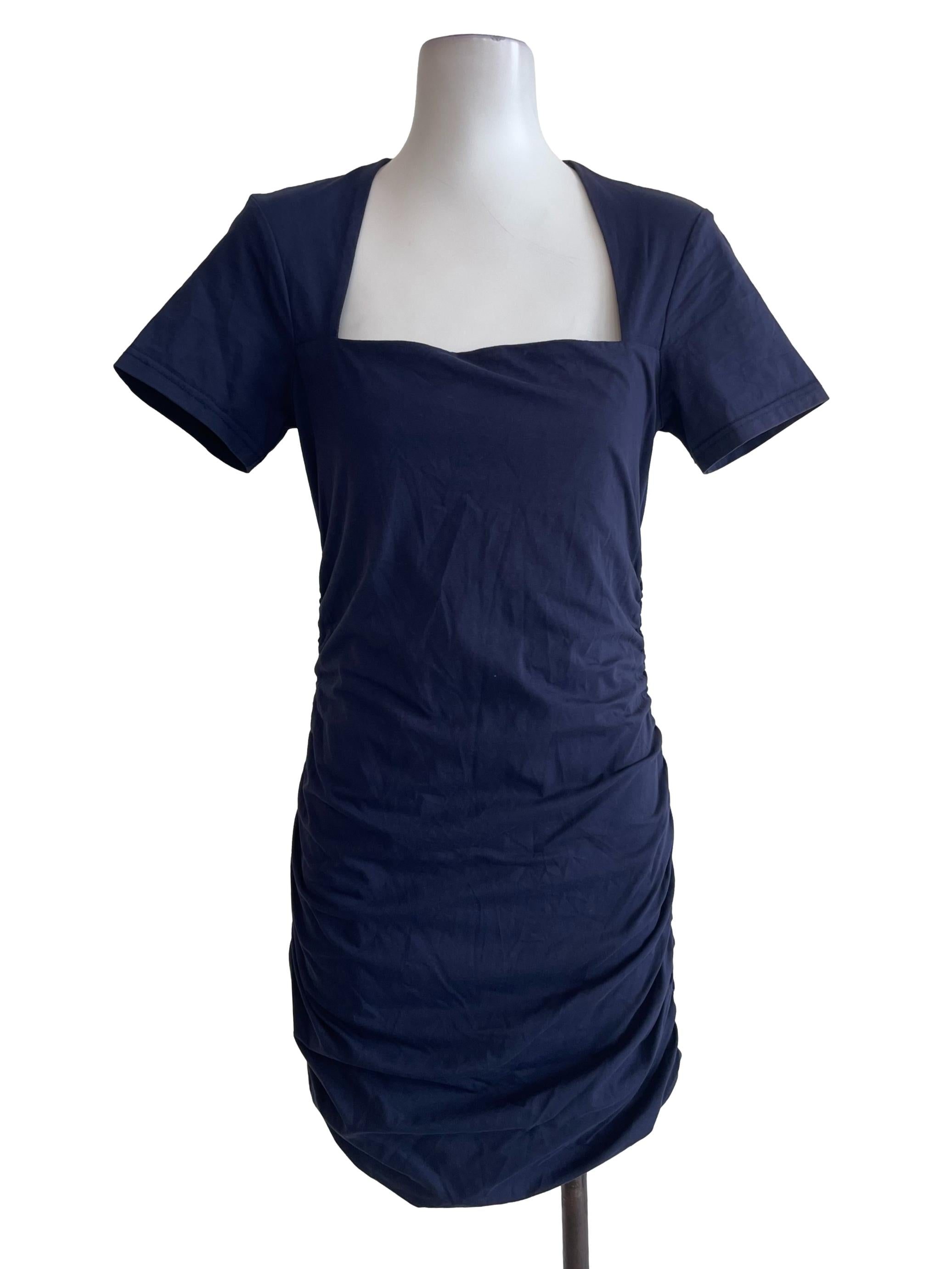 Dark Blue Square Neck Mini Dress