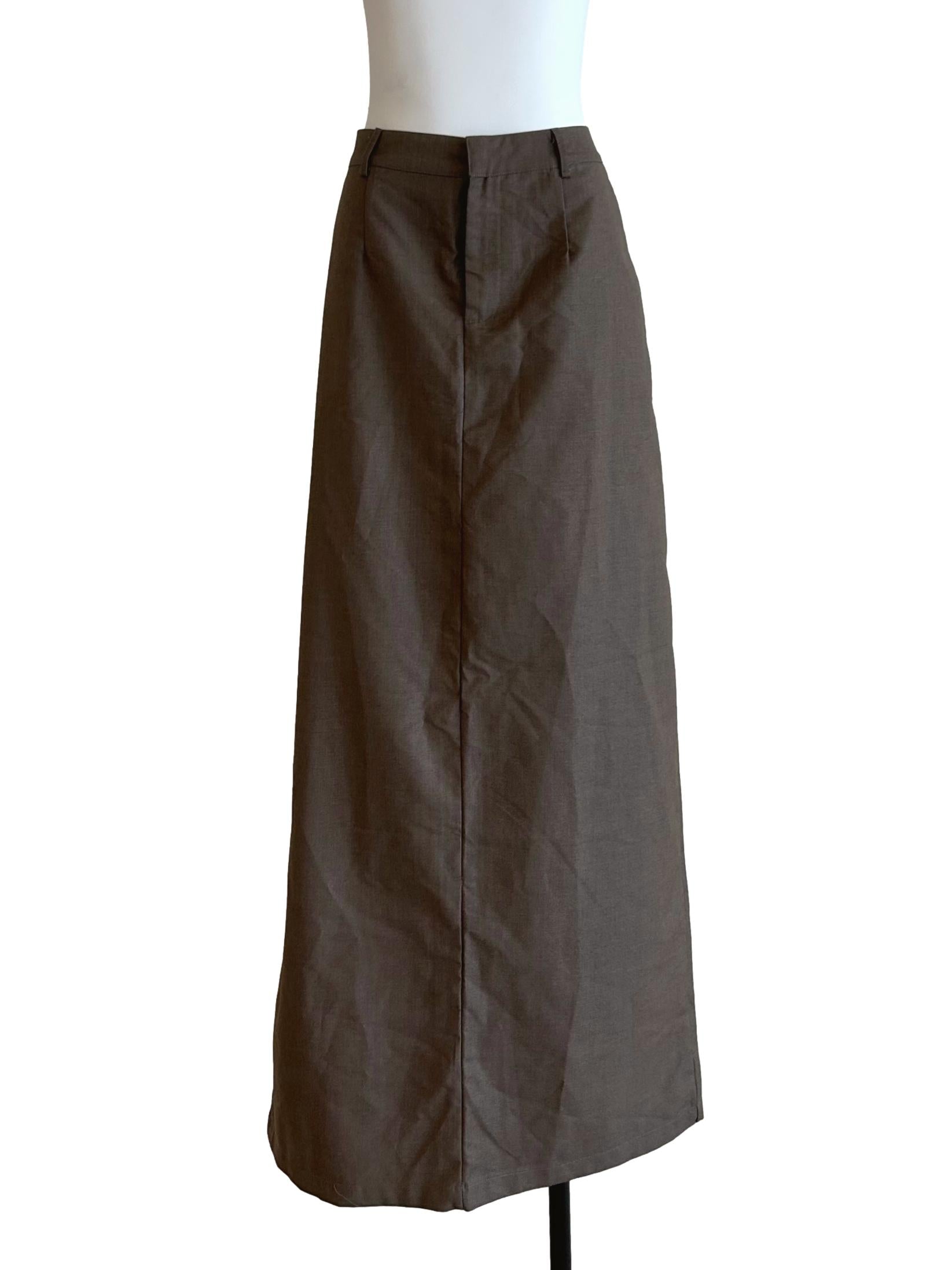 Coffee Brown Slit Skirt