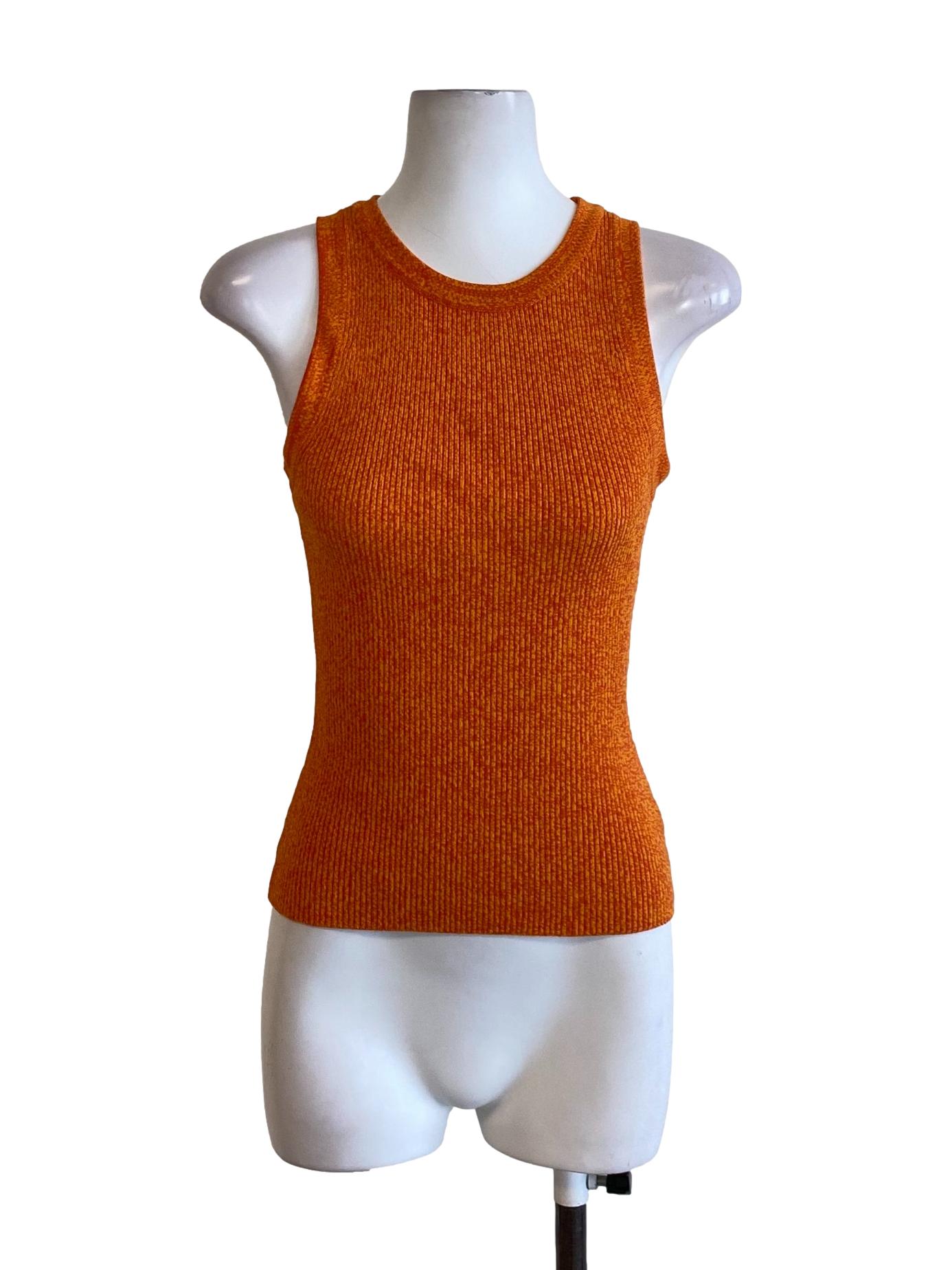 Apricot Orange Round Neck Fit Sleeveless Tank Top
