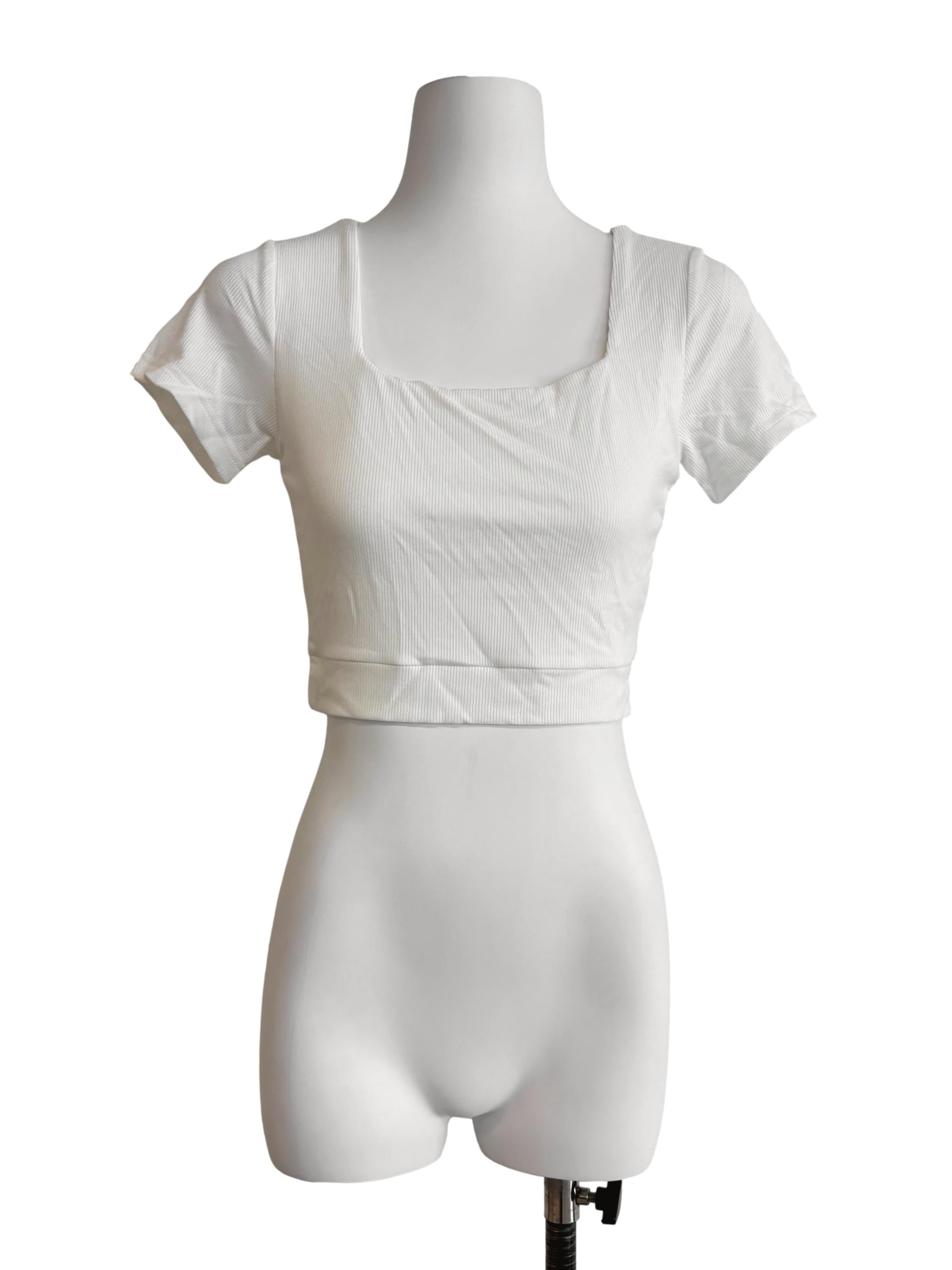 Pearl White Ribbed Crop Top