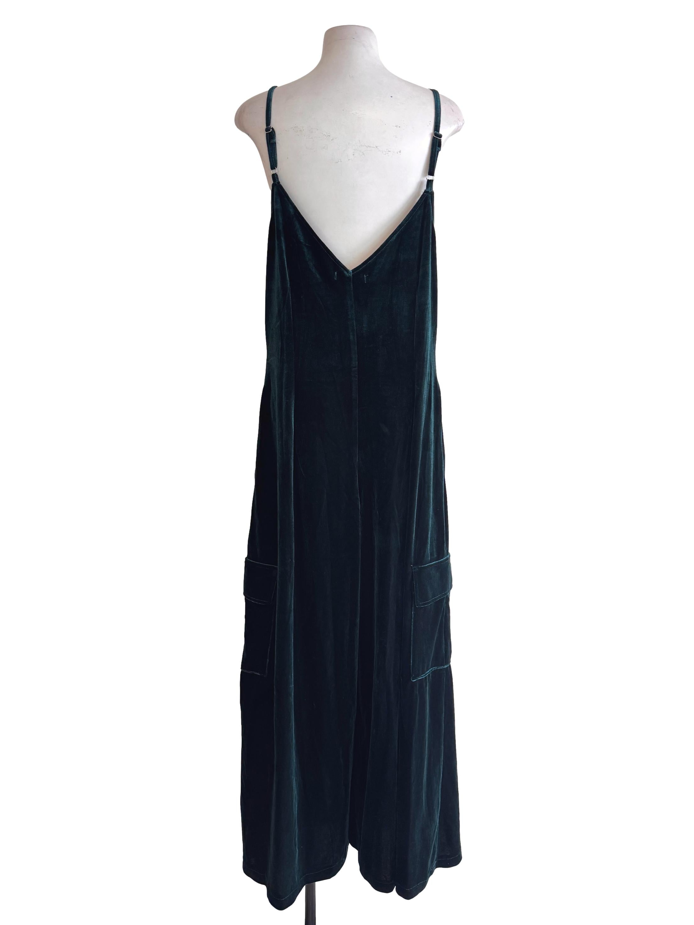 Green Velvety Sleeveless Jumpsuits